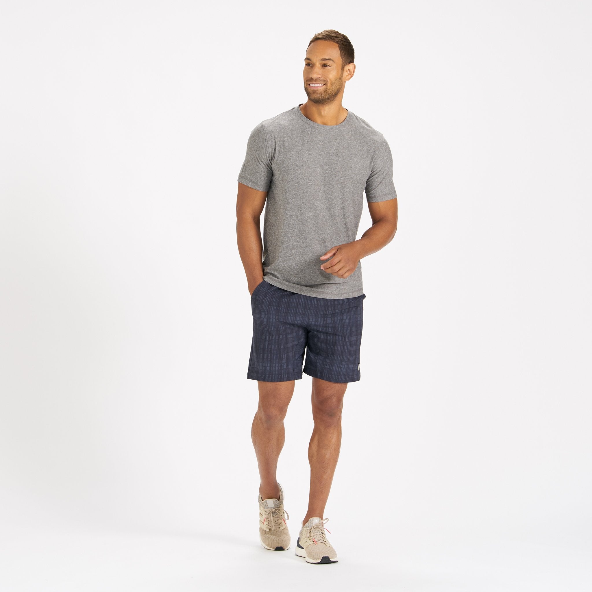 Kore Short Lined 7" | Ink Shibori Grid