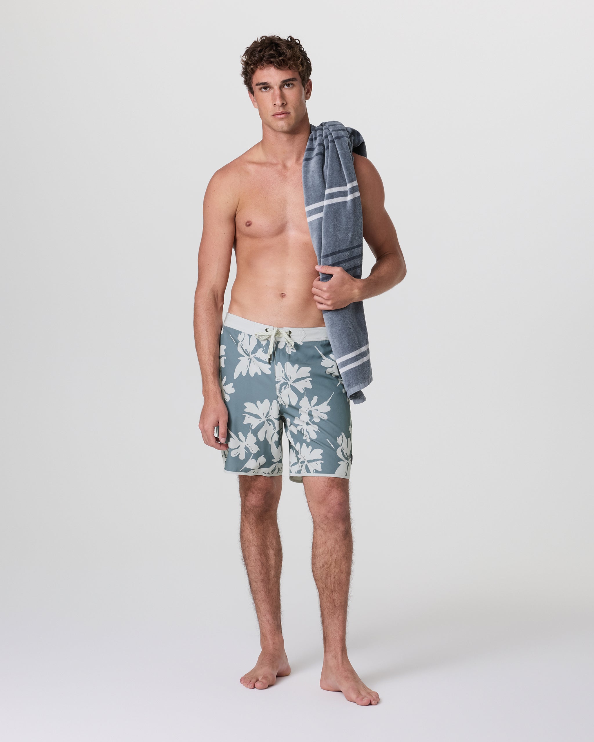 Cruise Boardshort | Dusty Blue Plumeria