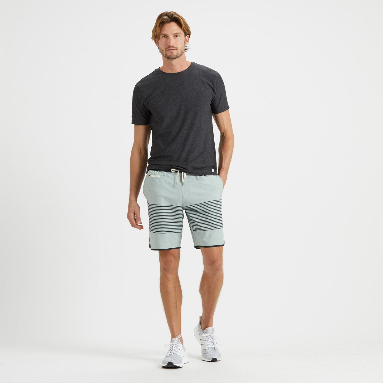 Banks Short | Sea Glass Linen Texture Stripe