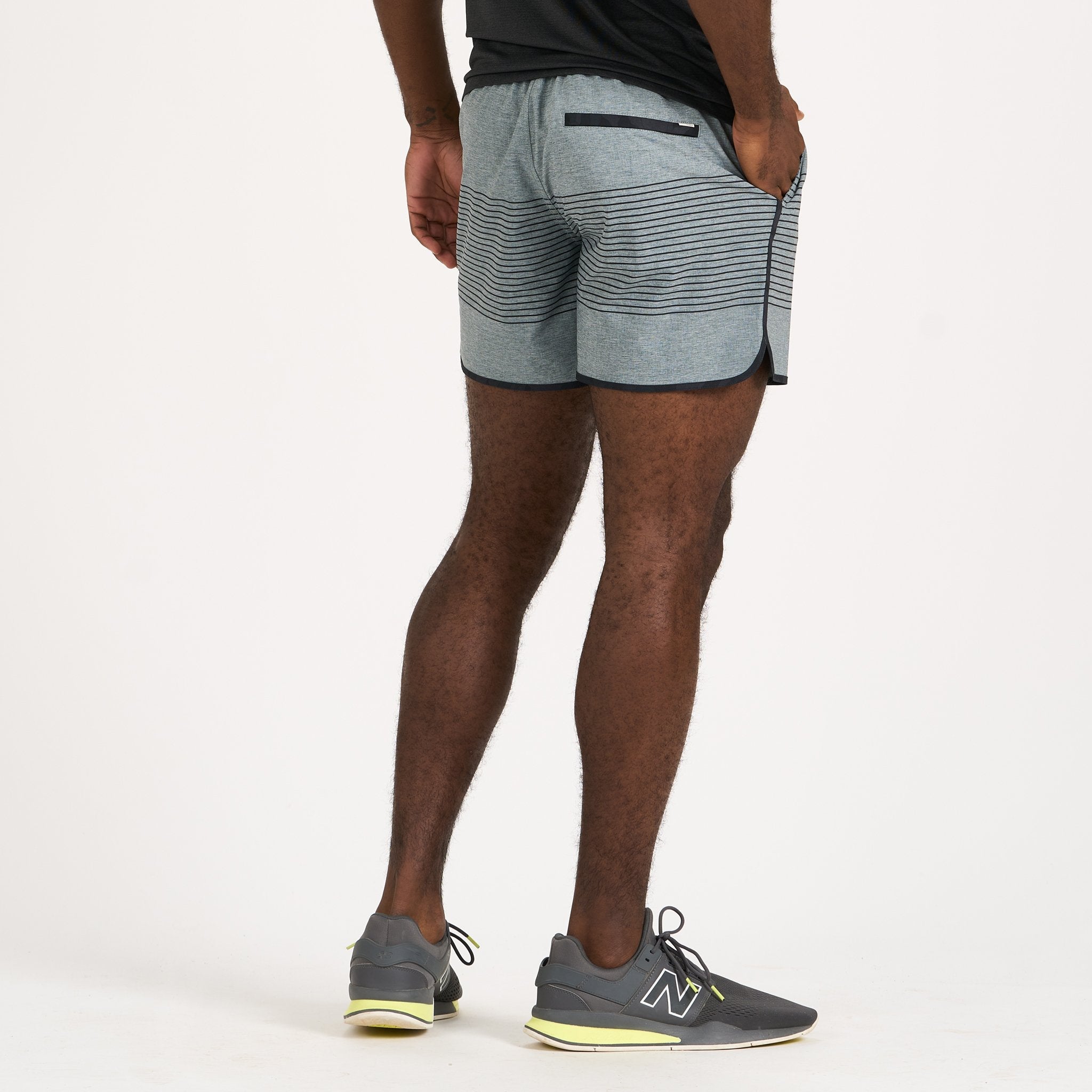 Banks Short 5" | Steel Blue Linen Texture Stripe