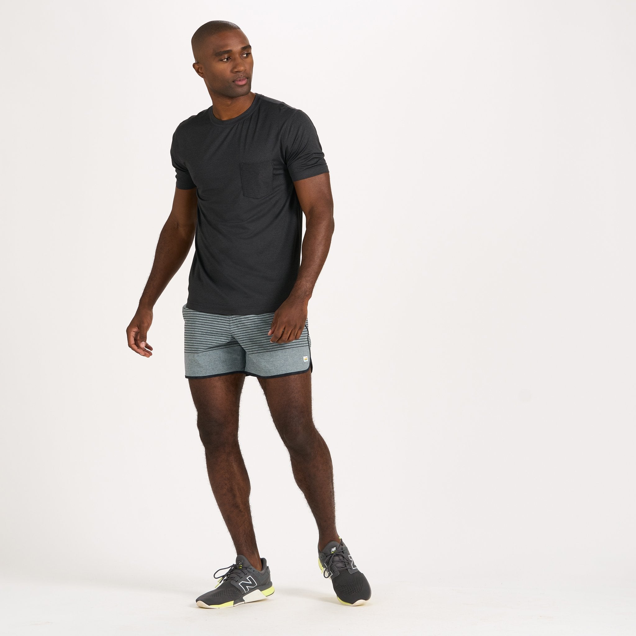 Banks Short 5" | Steel Blue Linen Texture Stripe