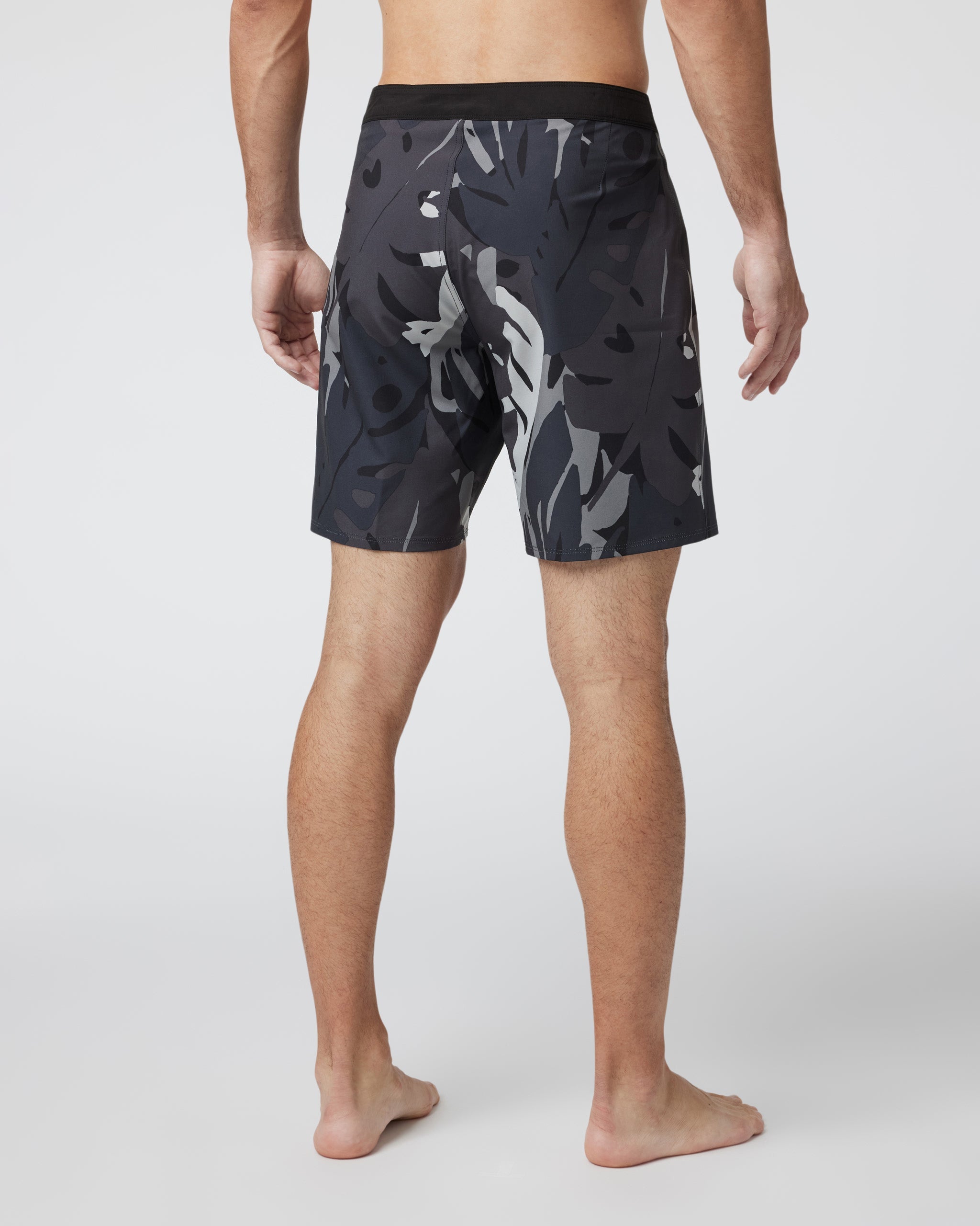 Infinity Boardshort | Charcoal Leaves