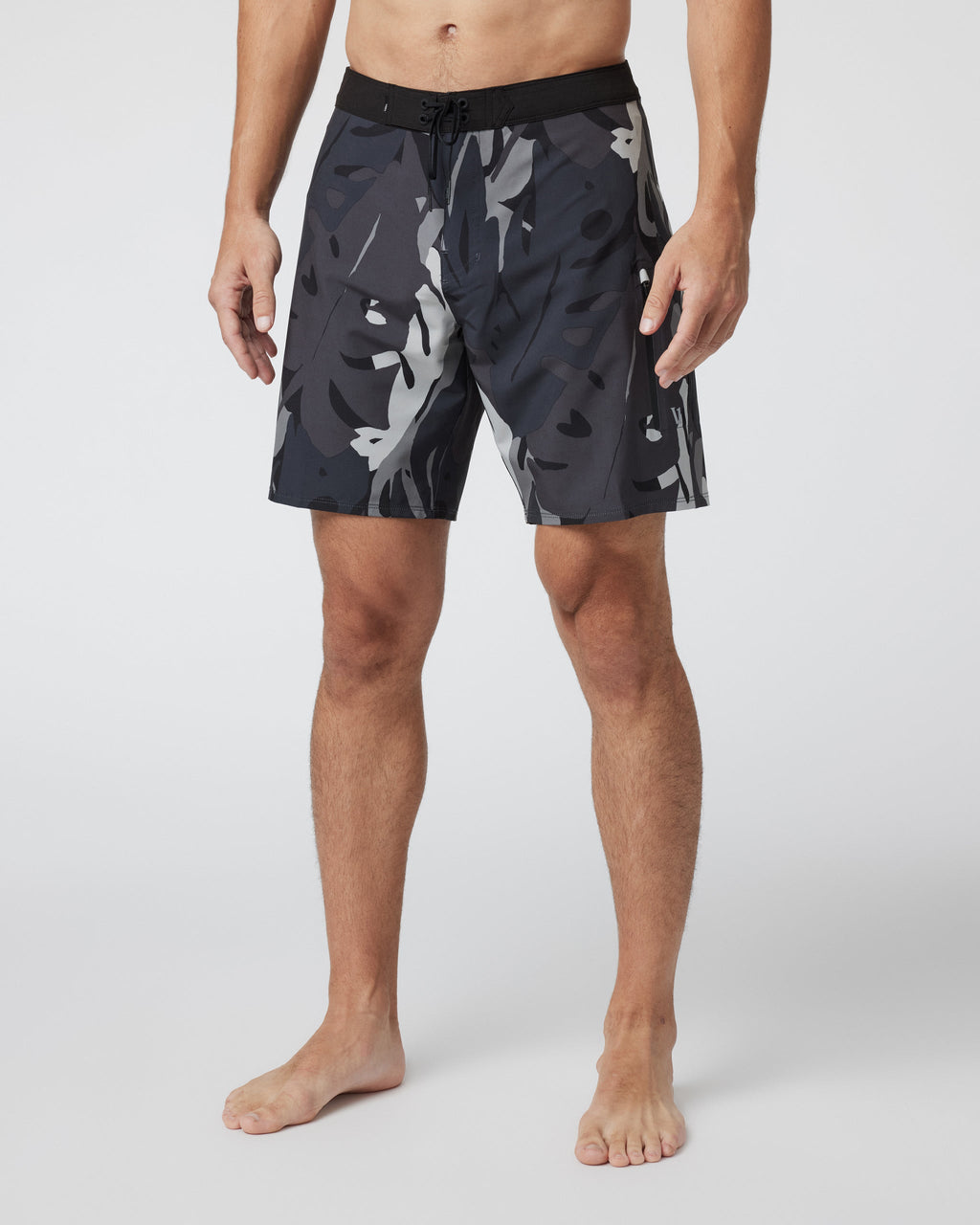 Infinity Boardshort | Charcoal Leaves