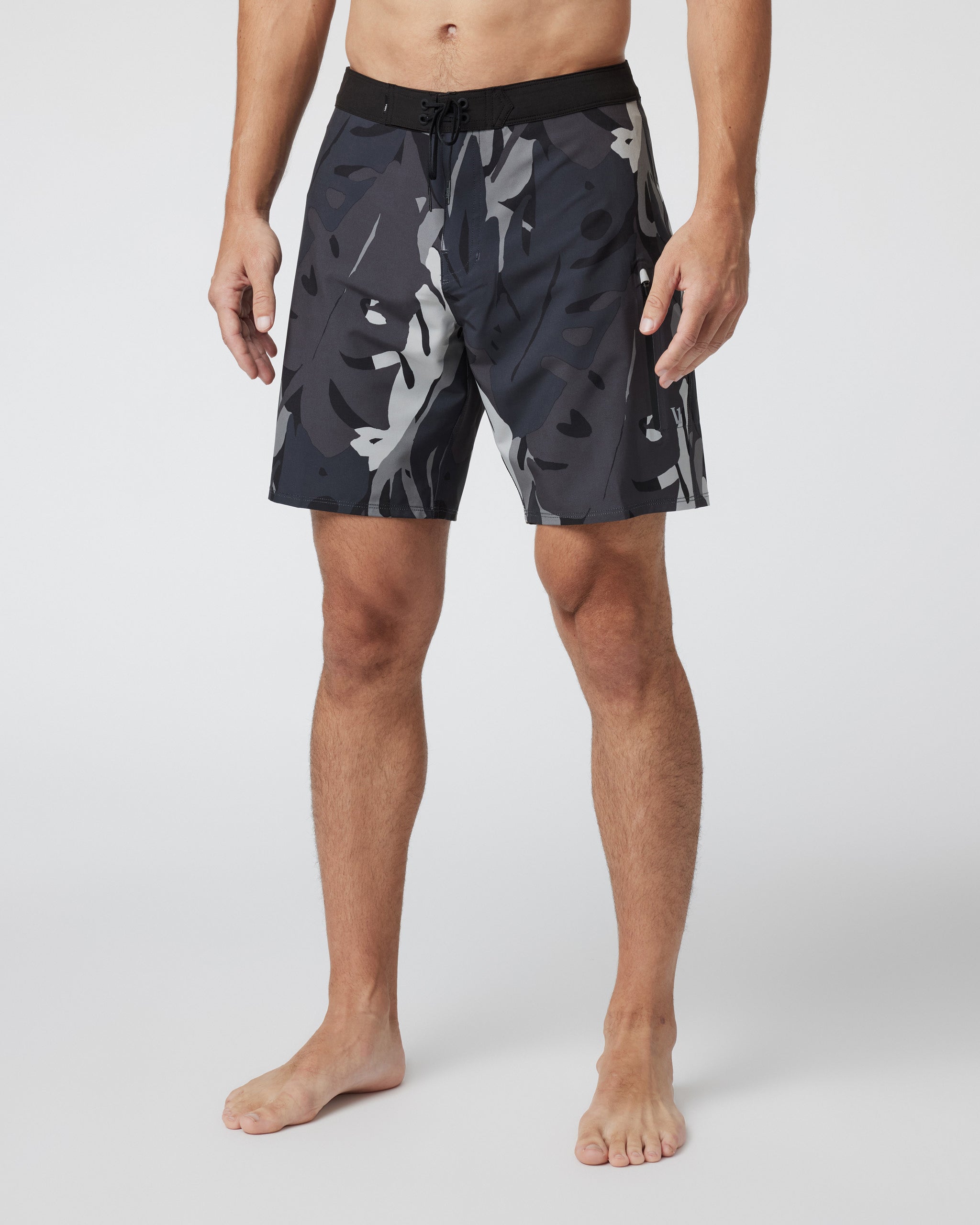 Infinity Boardshort | Charcoal Leaves