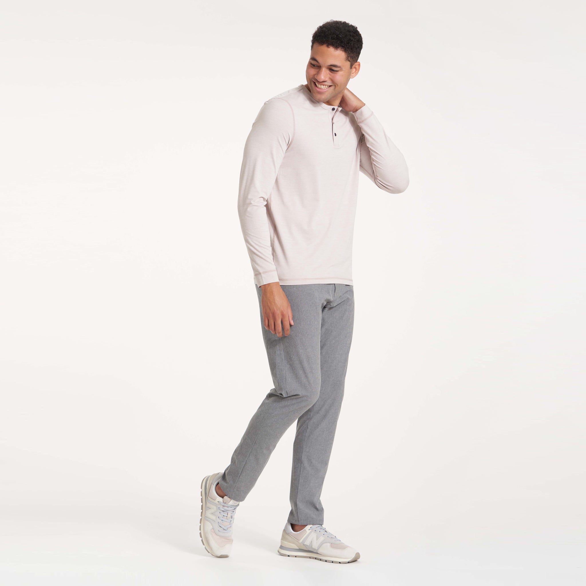 Long-Sleeve Ease Performance Henley | Oyster Heather