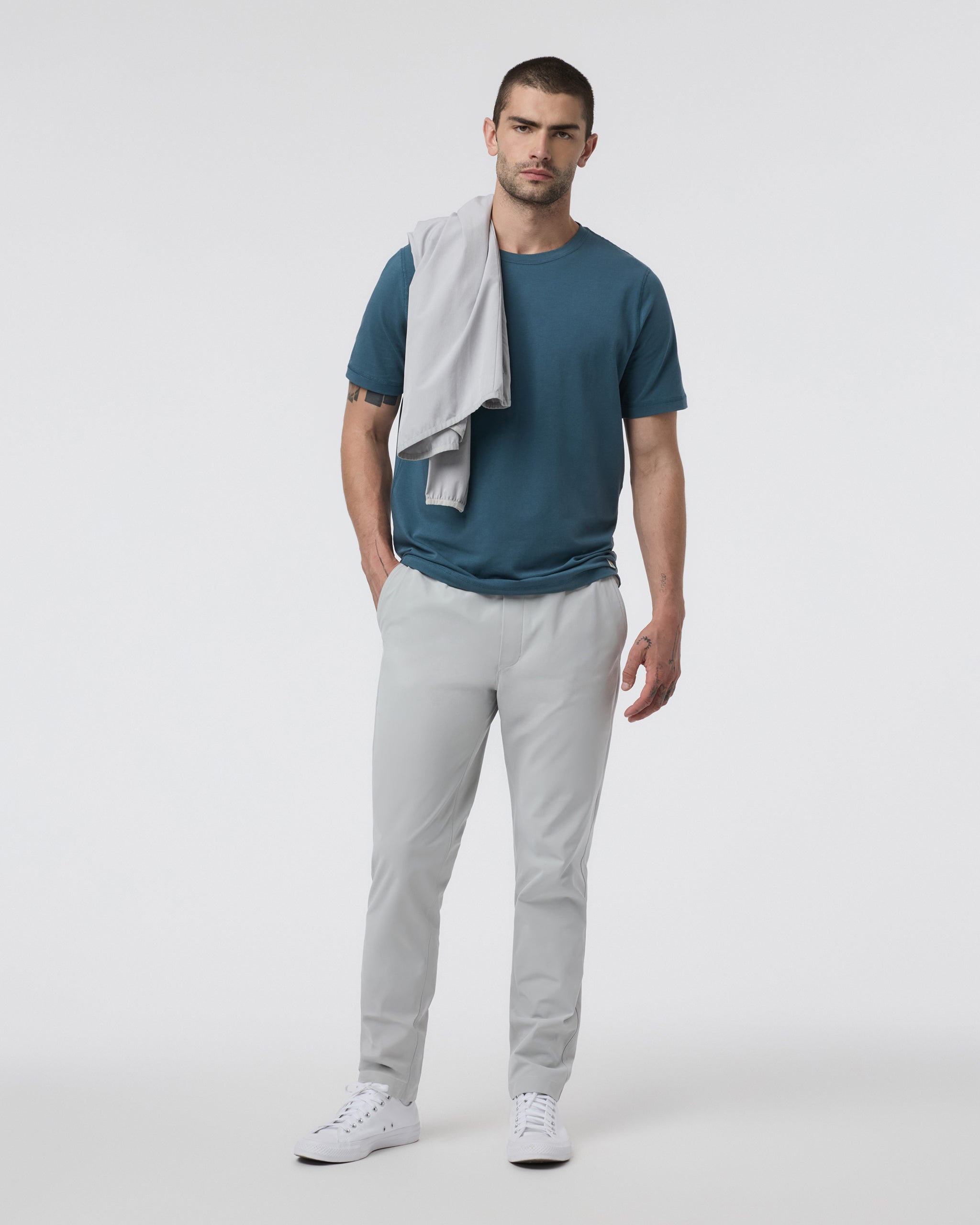 Meta Elastic Waist Pant | Sky Grey