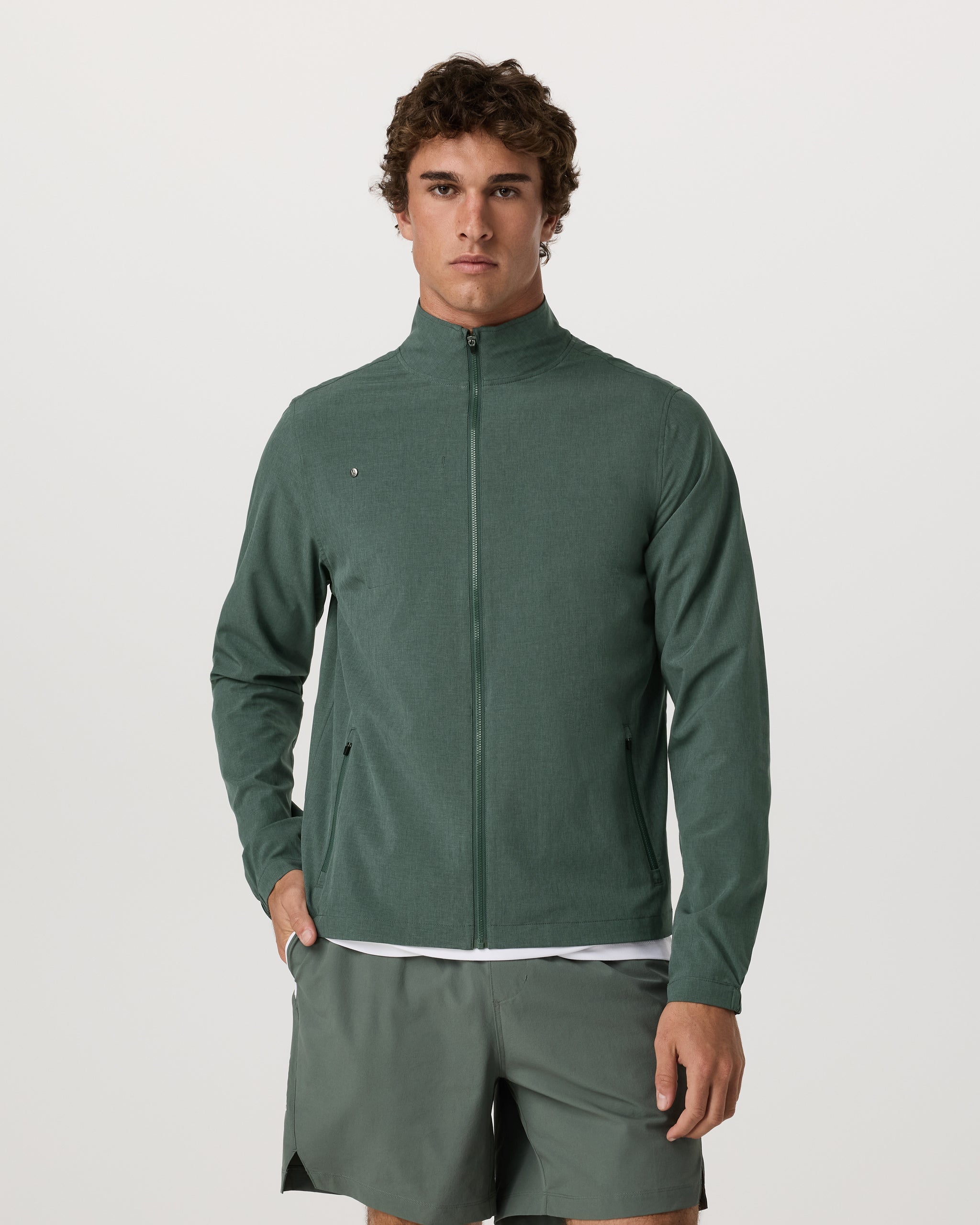 Venture Track Jacket | Agate Green Linen Texture