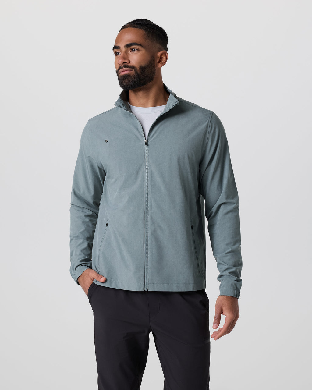 Venture Track Jacket | Dusty Blue Linen Texture