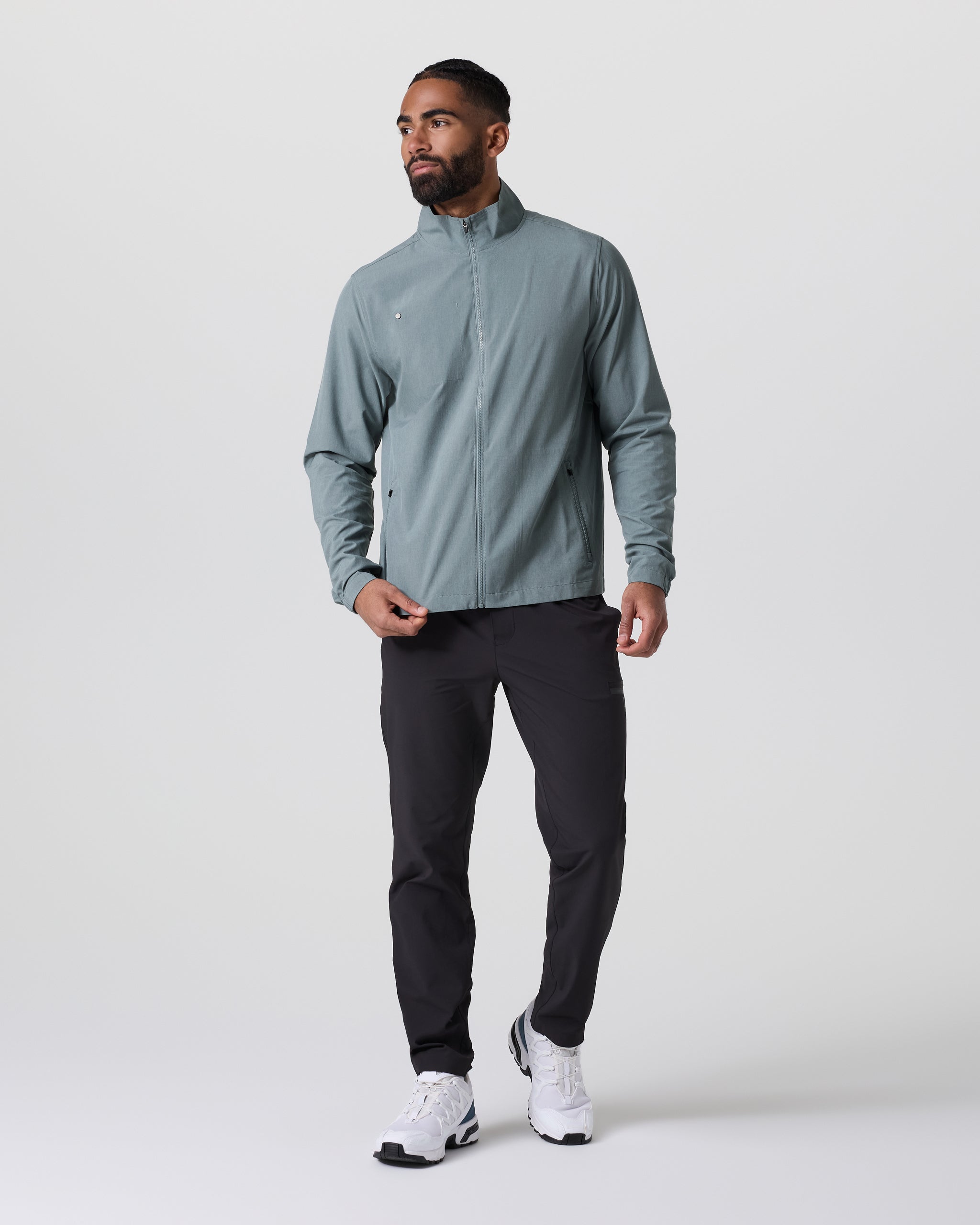 Venture Track Jacket | Dusty Blue Linen Texture