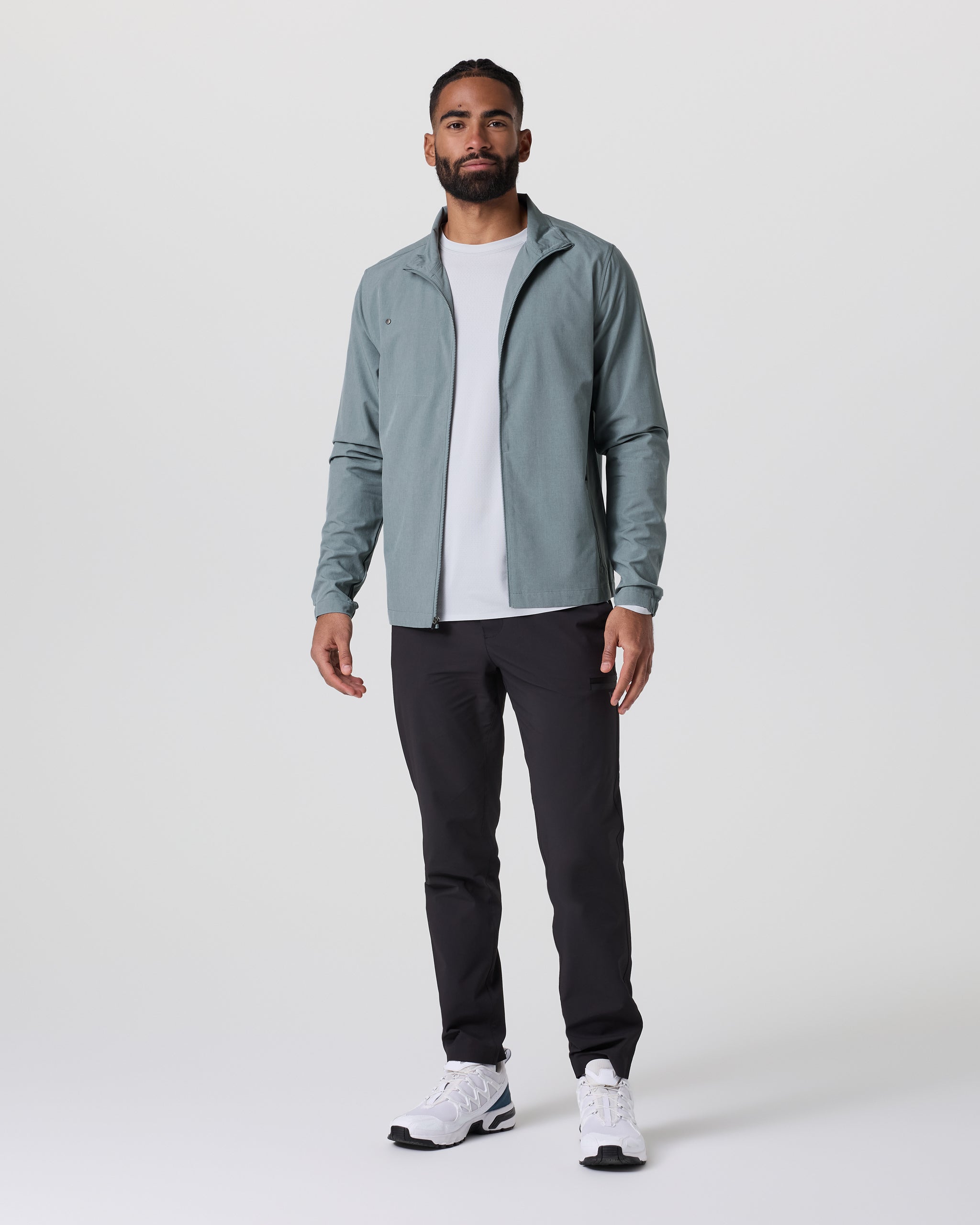Venture Track Jacket | Dusty Blue Linen Texture