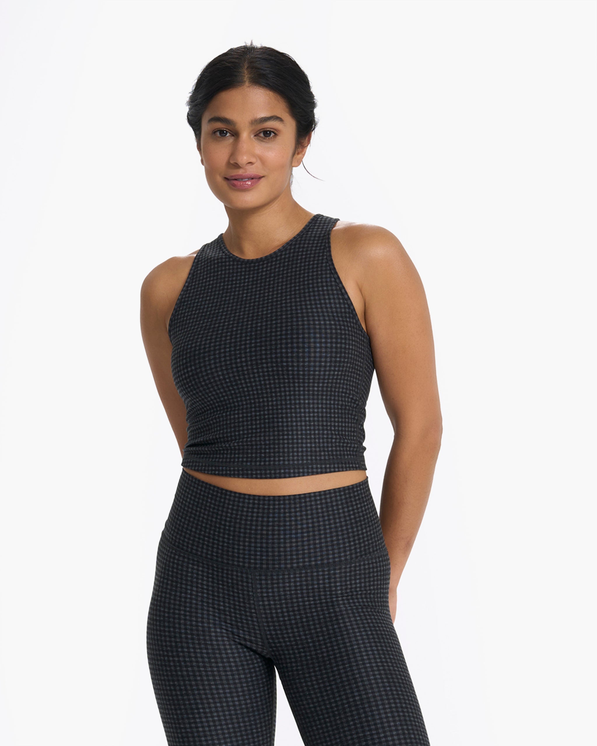 Elevation Plyo Tank | Charcoal Heather Gingham