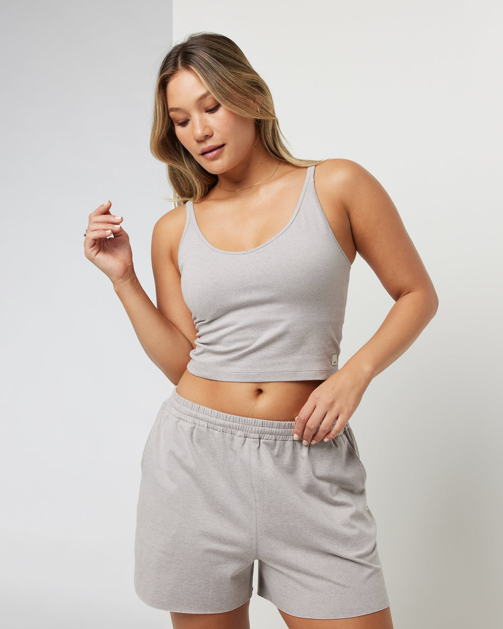 Halo Performance Crop | Soft Pewter Heather