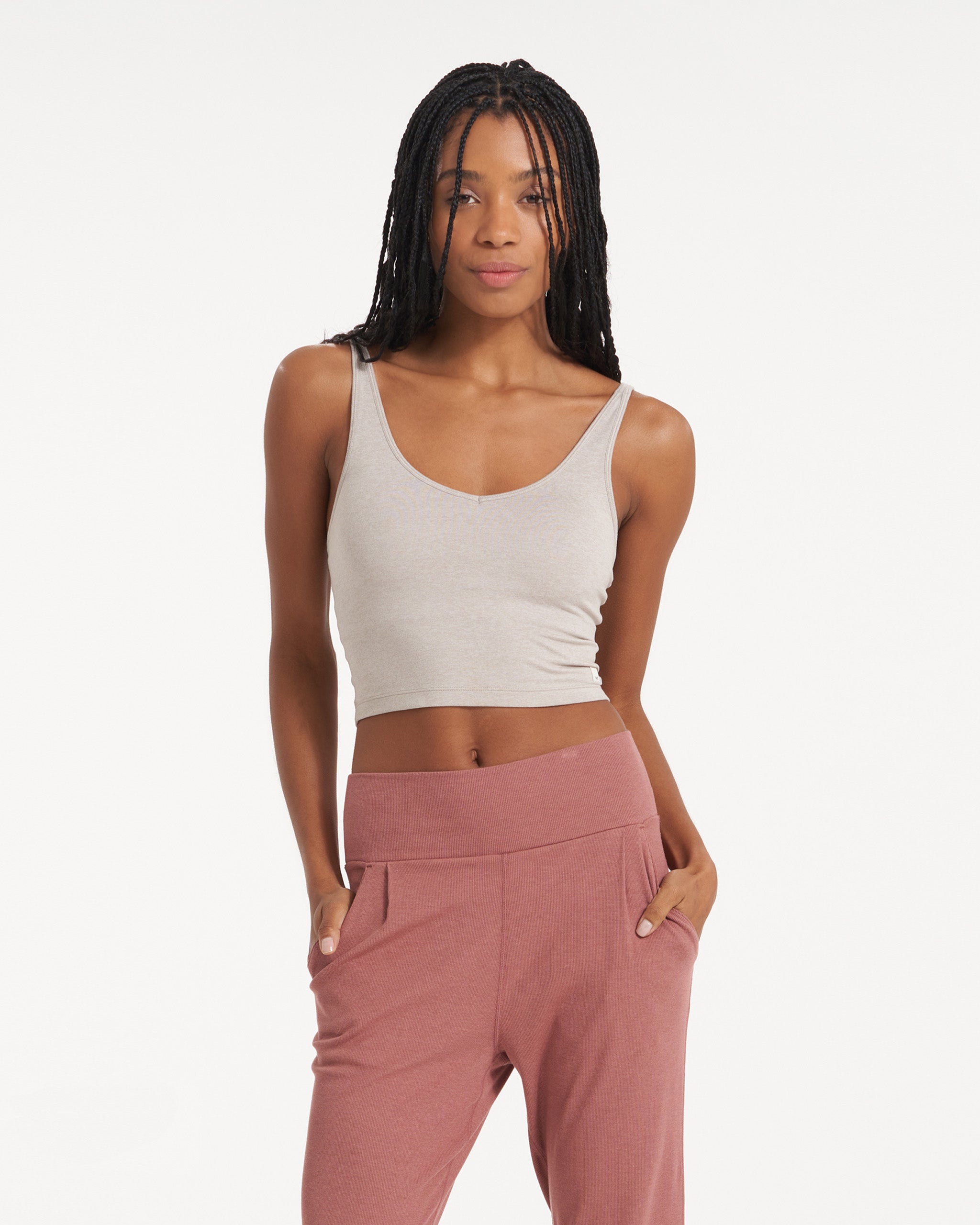 Halo Performance Crop | Oyster Heather