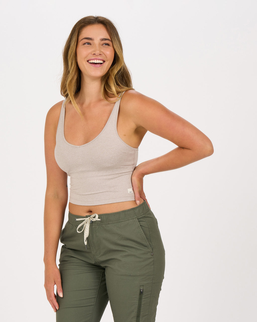 Halo Performance Crop | Oyster Heather