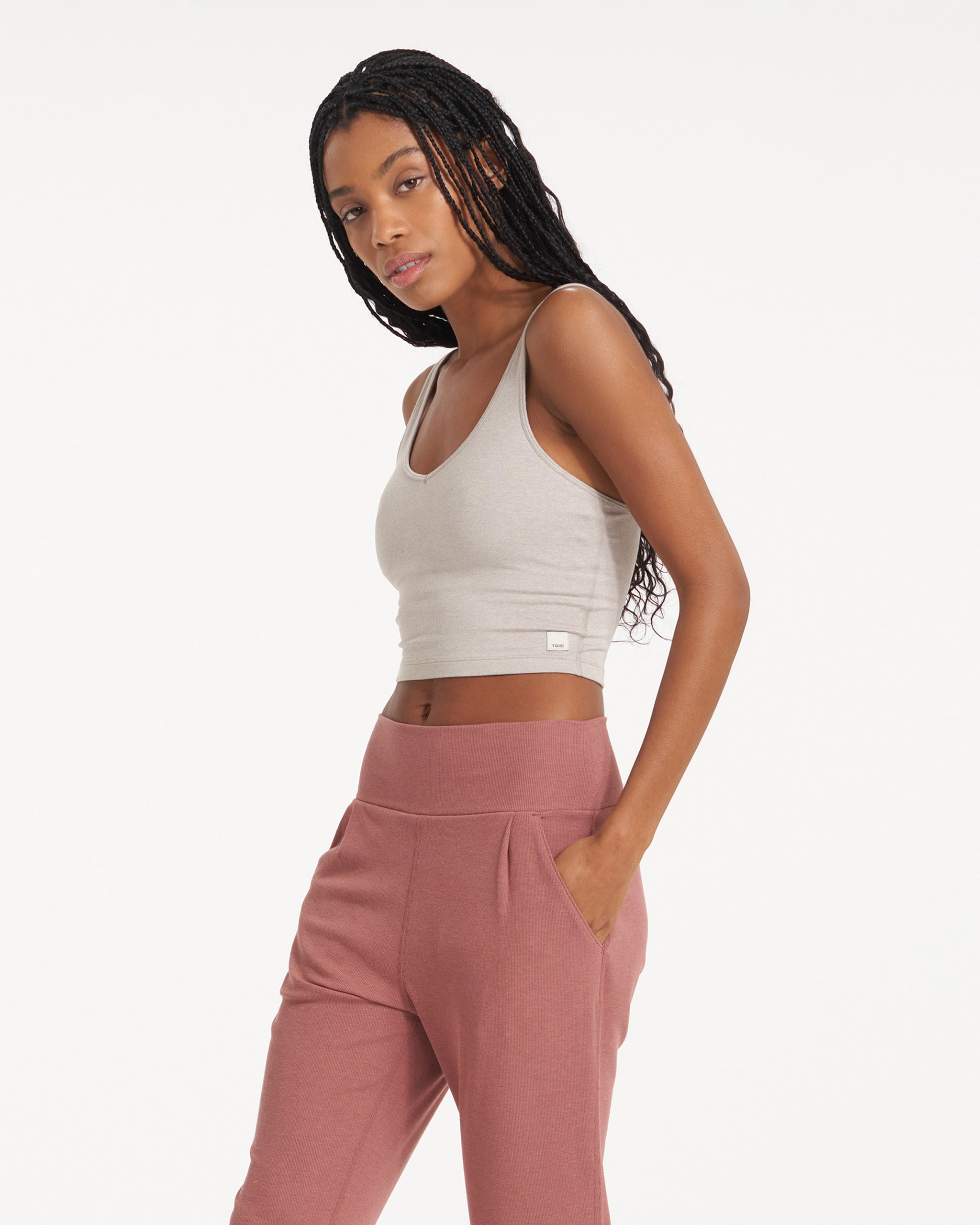 Halo Performance Crop | Oyster Heather