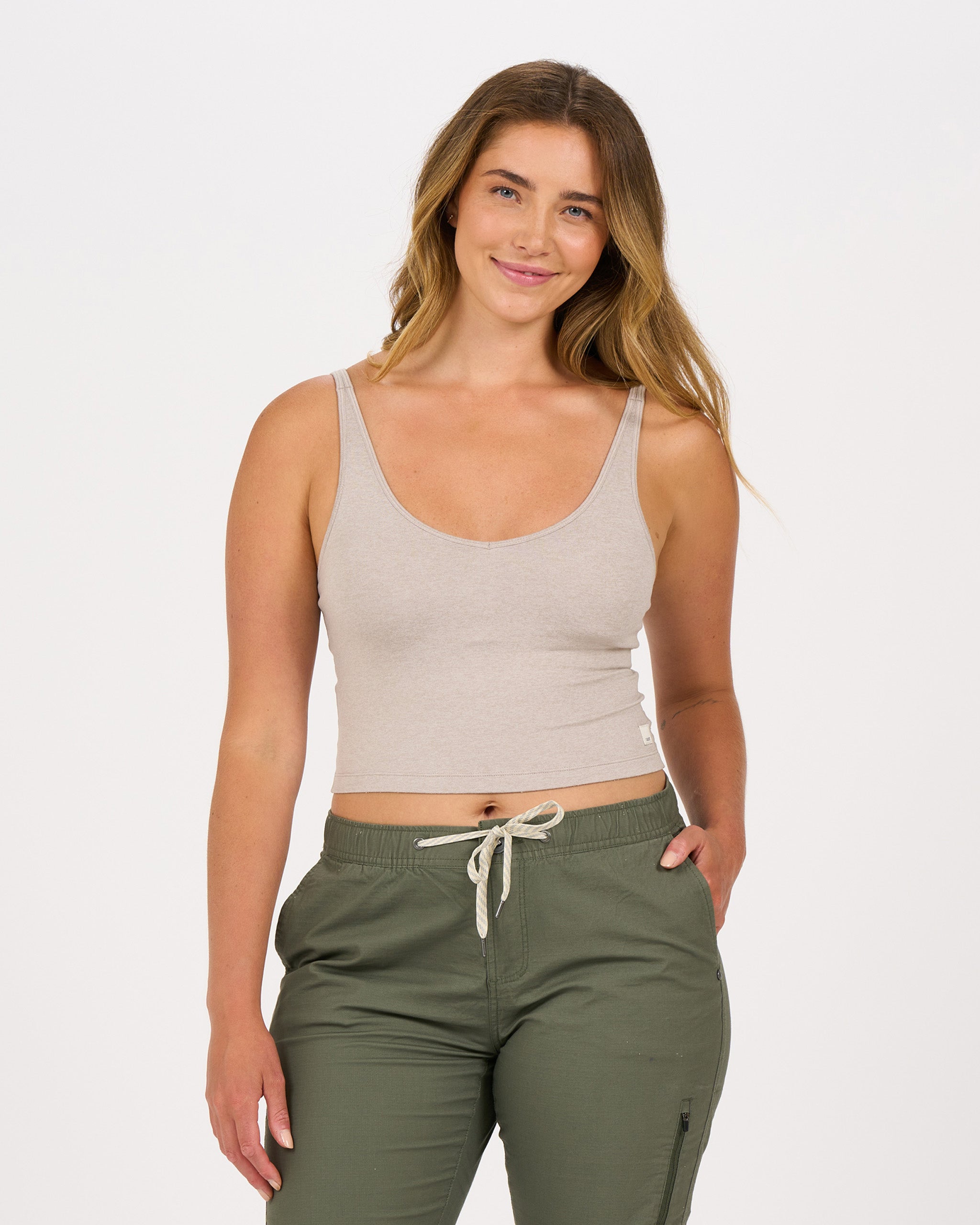 Halo Performance Crop | Oyster Heather