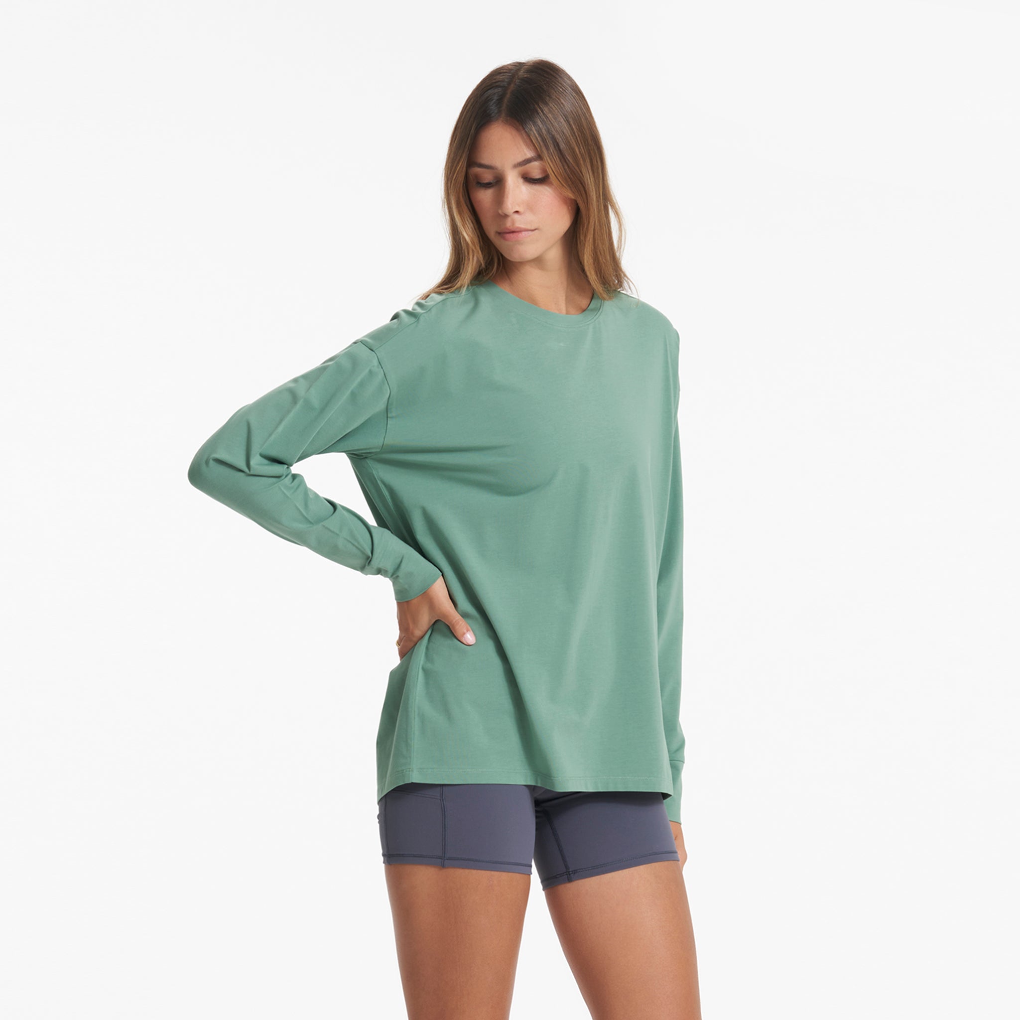 Long-Sleeve Feather Tee | Celadon