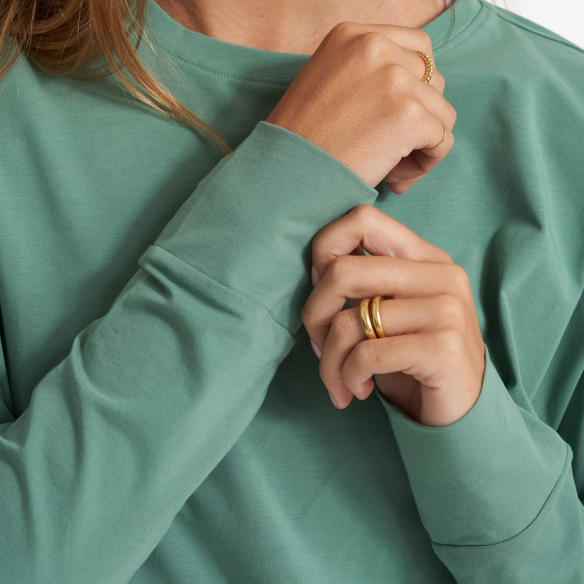 Long-Sleeve Feather Tee | Celadon