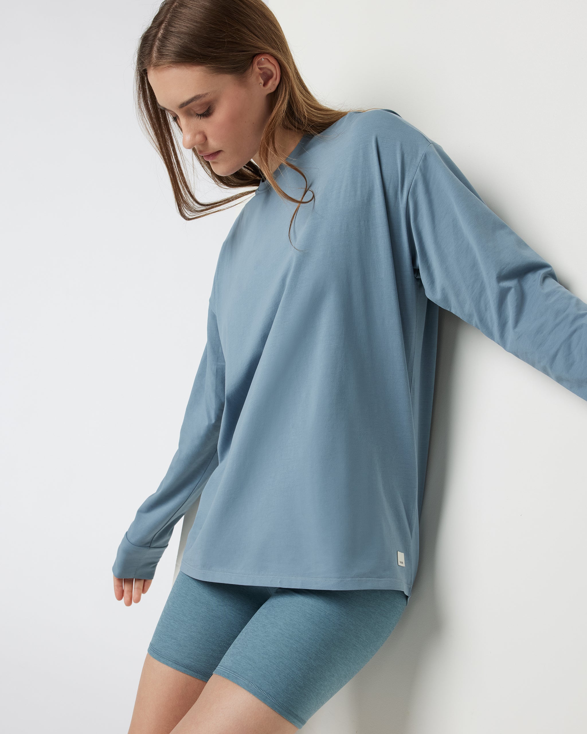 Long-Sleeve Feather Tee | Smoke Blue