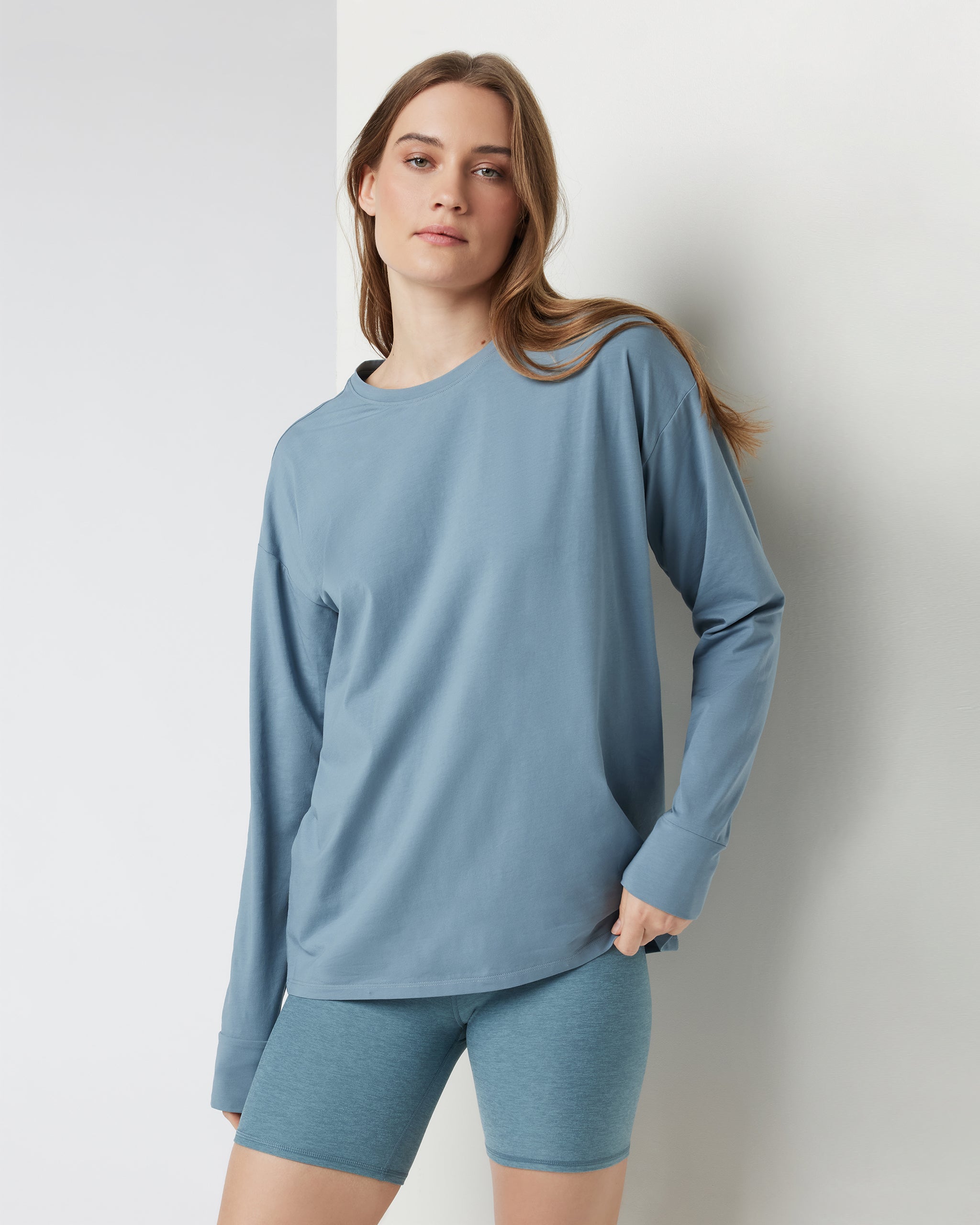 Long-Sleeve Feather Tee | Smoke Blue