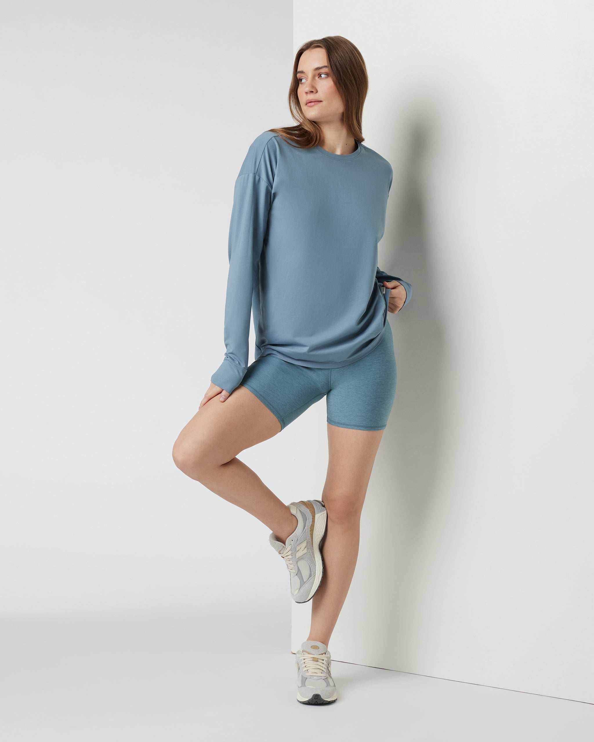 Long-Sleeve Feather Tee | Smoke Blue