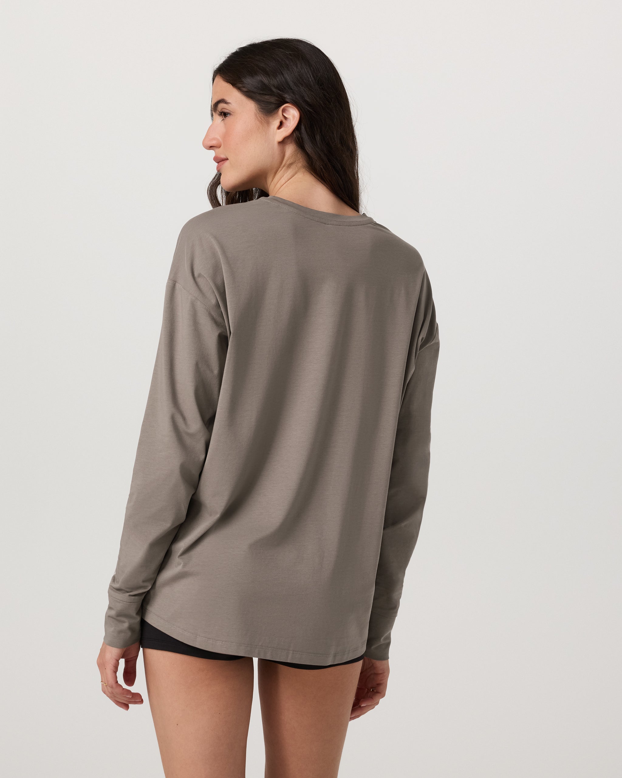 Long-Sleeve Feather Tee | Smokey Taupe