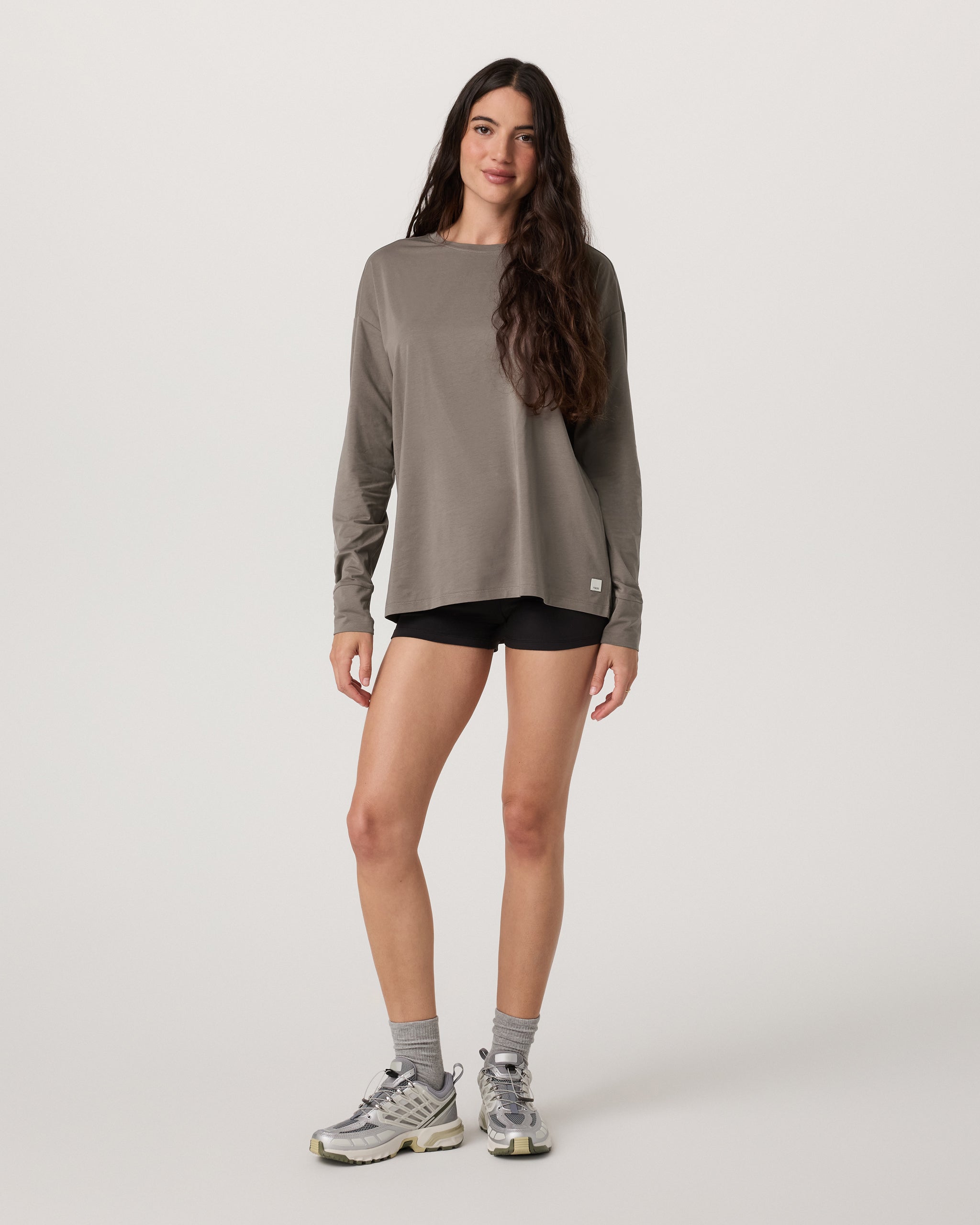 Long-Sleeve Feather Tee | Smokey Taupe