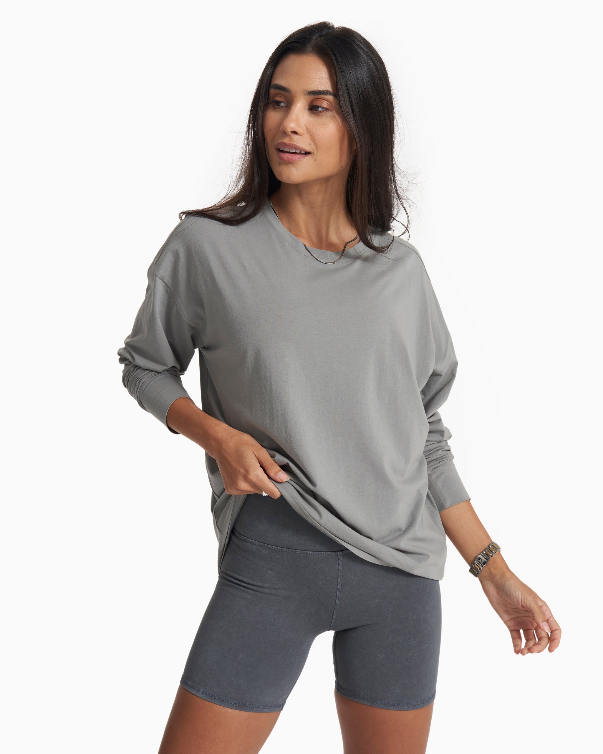 Long-Sleeve Feather Tee | Stormy