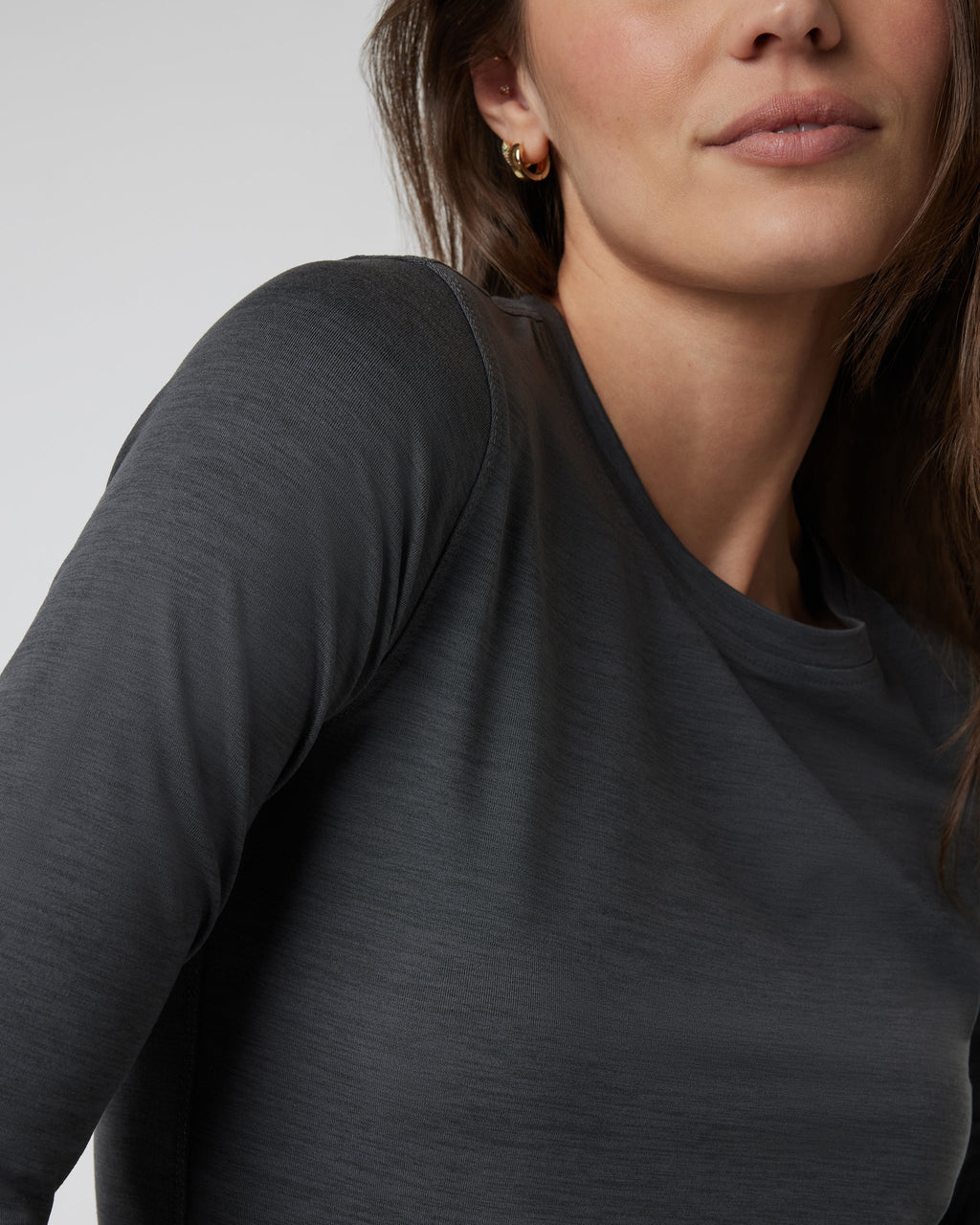 Long Sleeve Lux Crew | Dark Pewter Heather