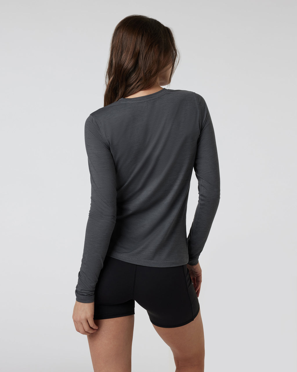 Long Sleeve Lux Crew | Dark Pewter Heather