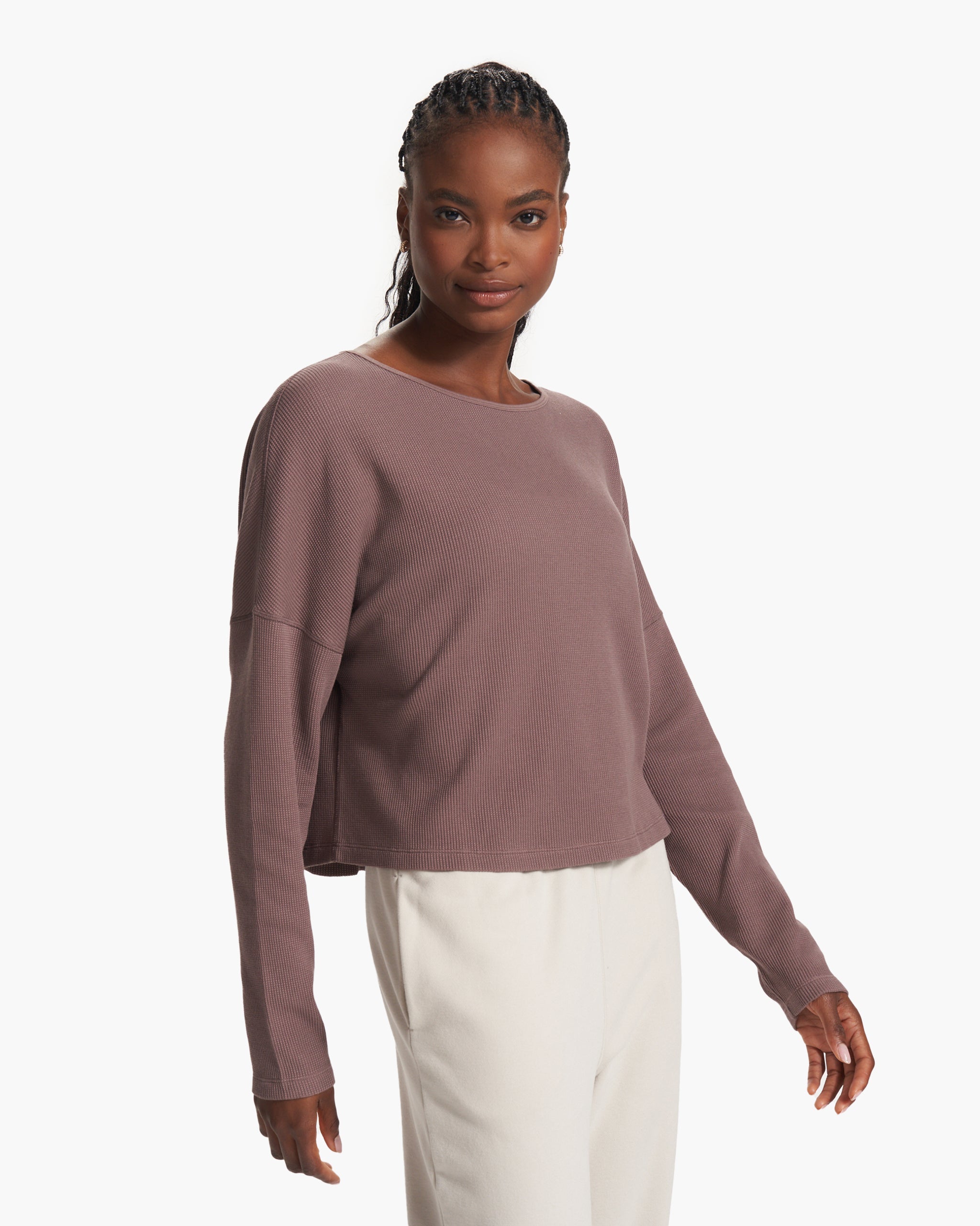 Slouchy Waffle Crew | Hazel