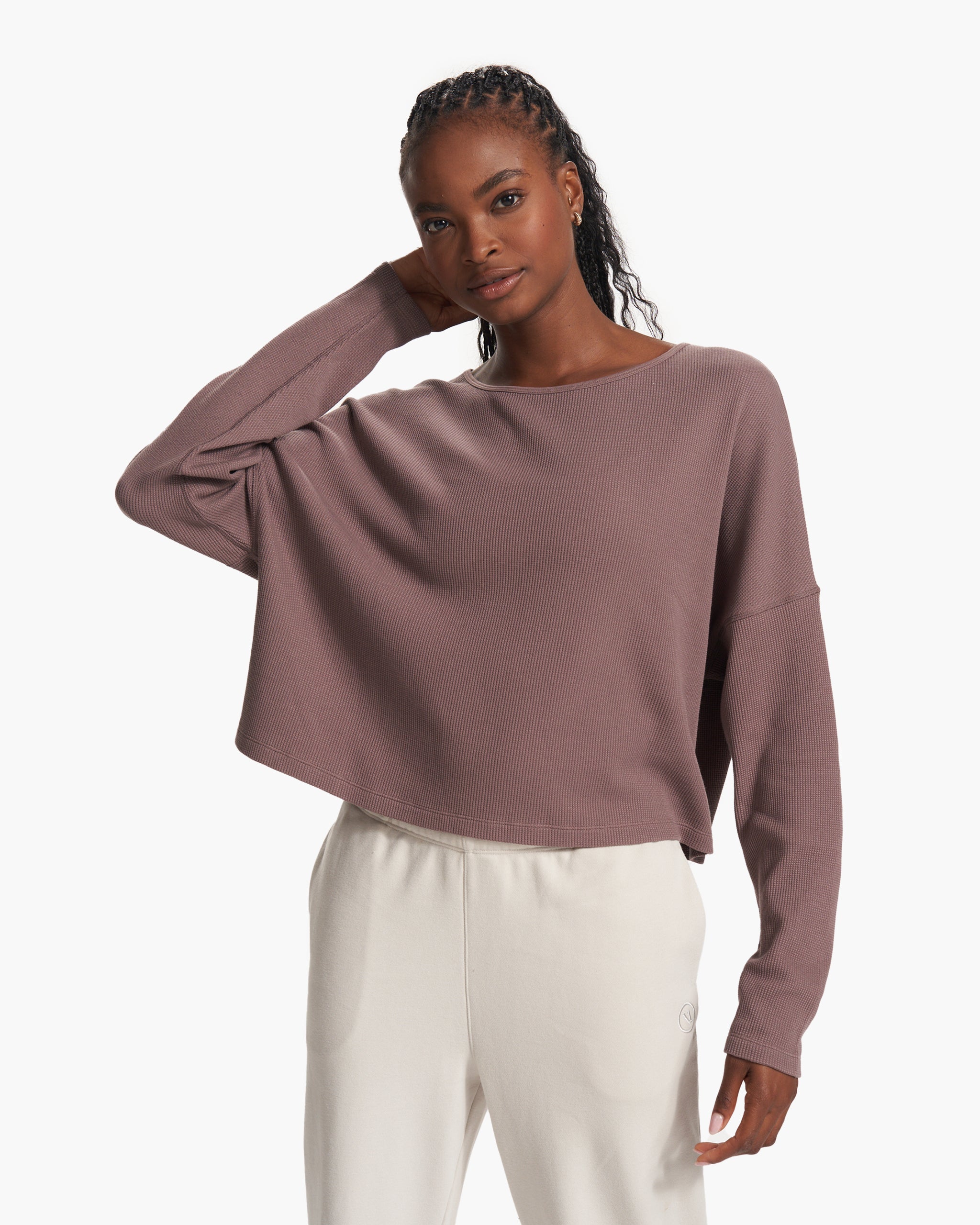Slouchy Waffle Crew | Hazel