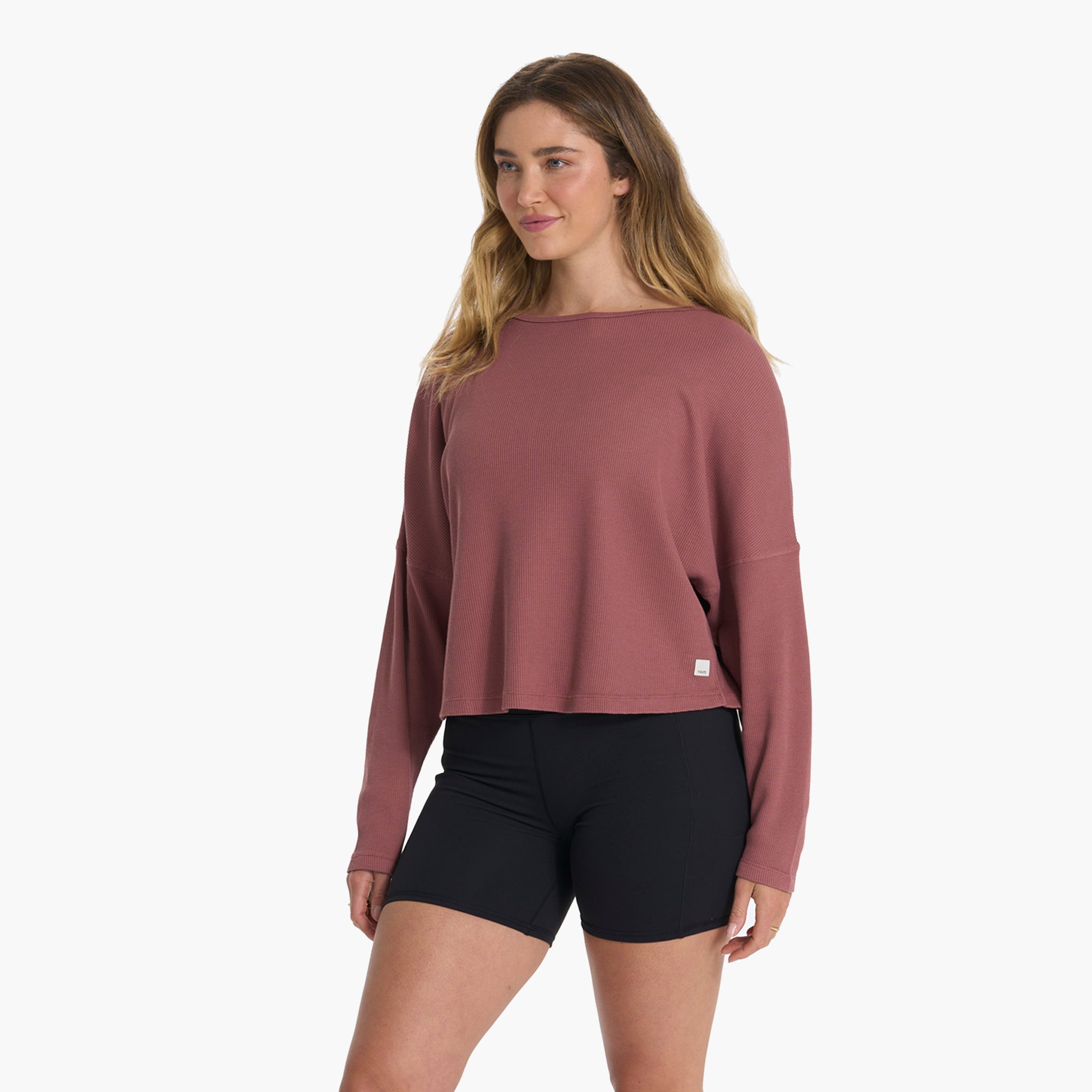 Slouchy Waffle Crew | Rosewood