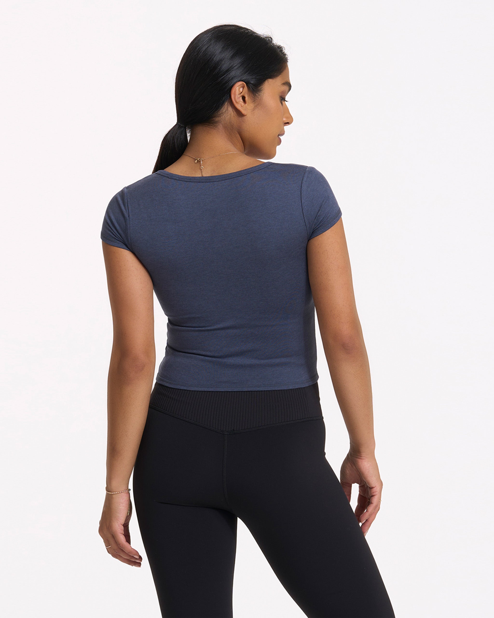 Short Sleeve Halo Crop | Azure Heather