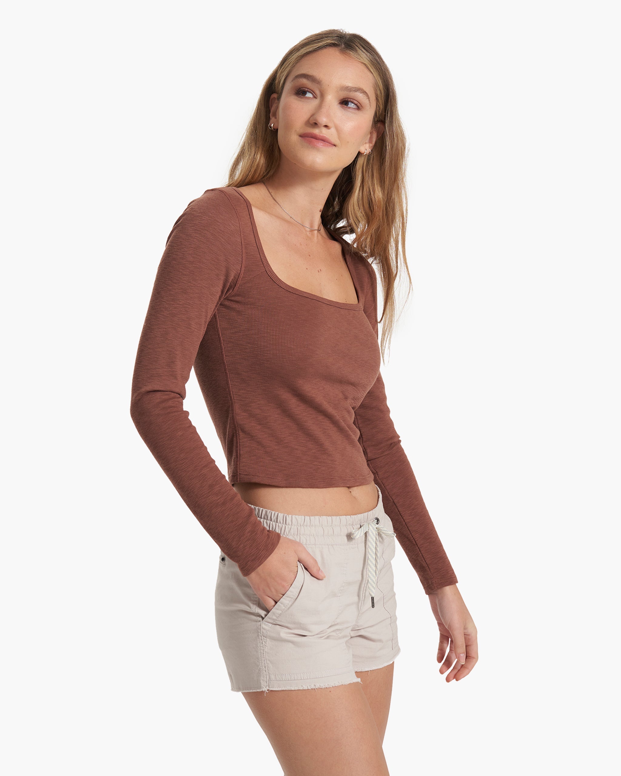 Long Sleeve Sunrise Square Neck | Hazelnut
