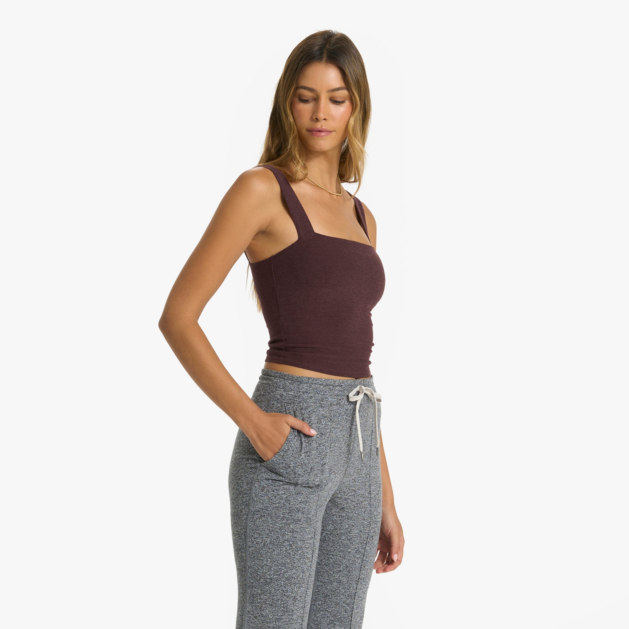 Elevation Square Neck Tank | Chestnut Heather