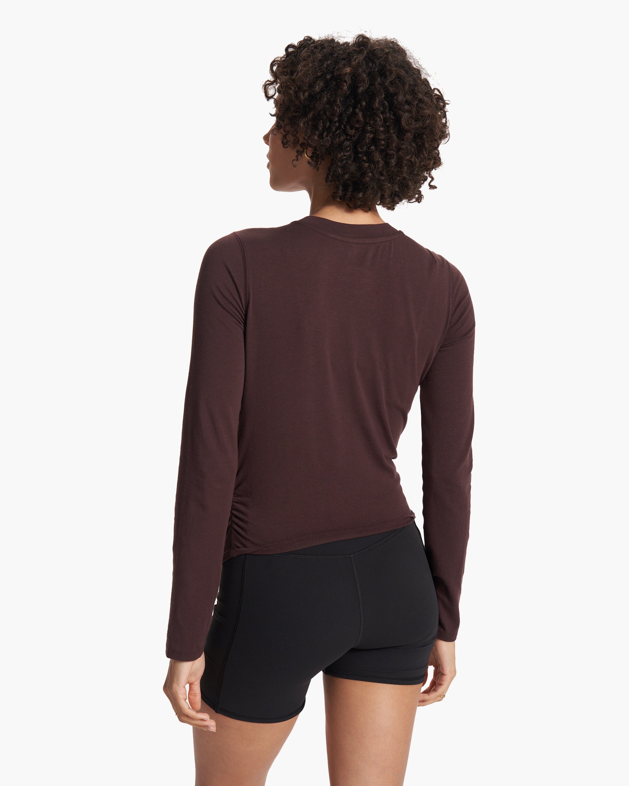 Long-Sleeve Coast Crop Crew | Mahogany