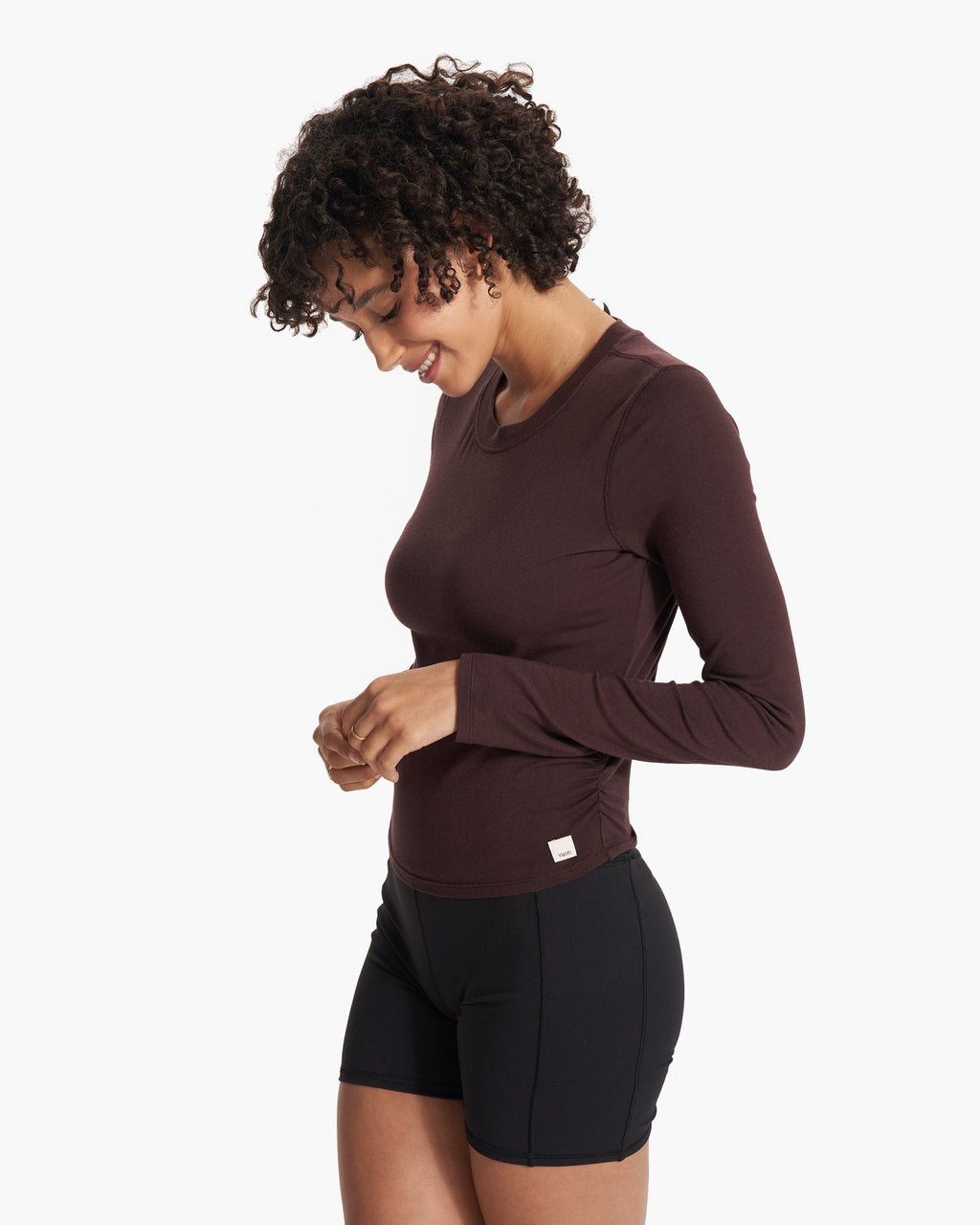 Long-Sleeve Coast Crop Crew | Mahogany