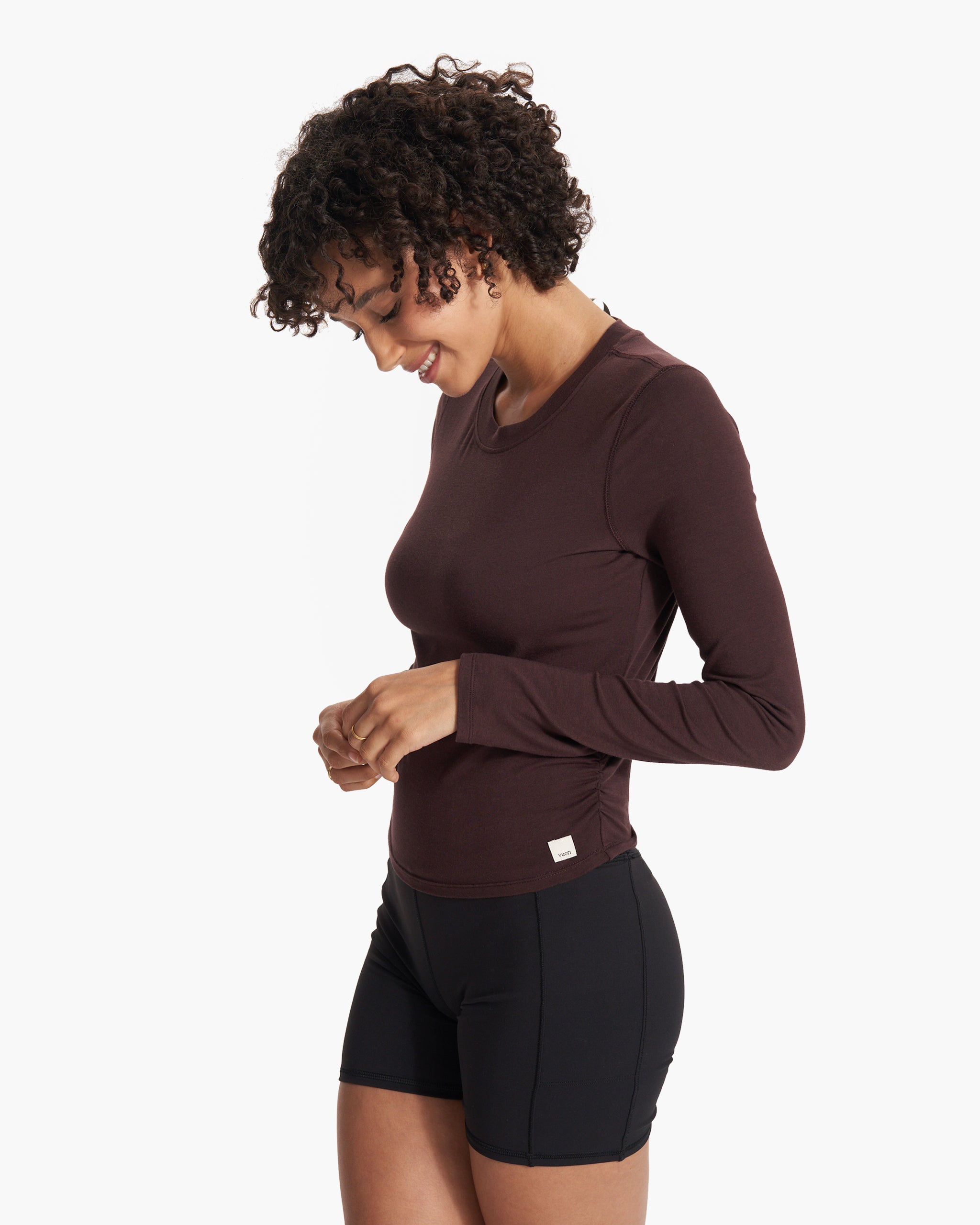 Long-Sleeve Coast Crop Crew | Mahogany