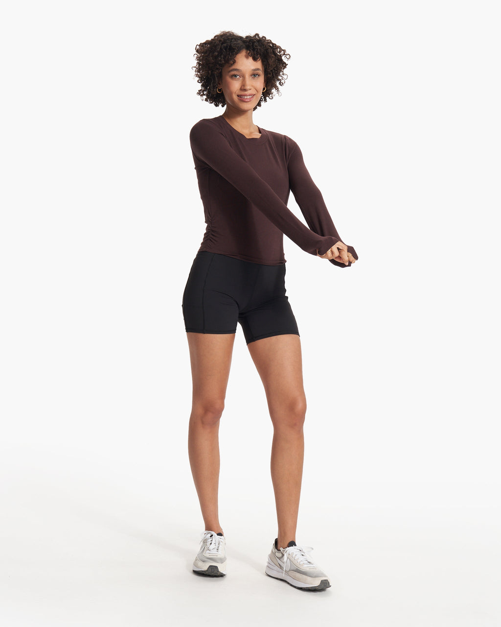 Long-Sleeve Coast Crop Crew | Mahogany