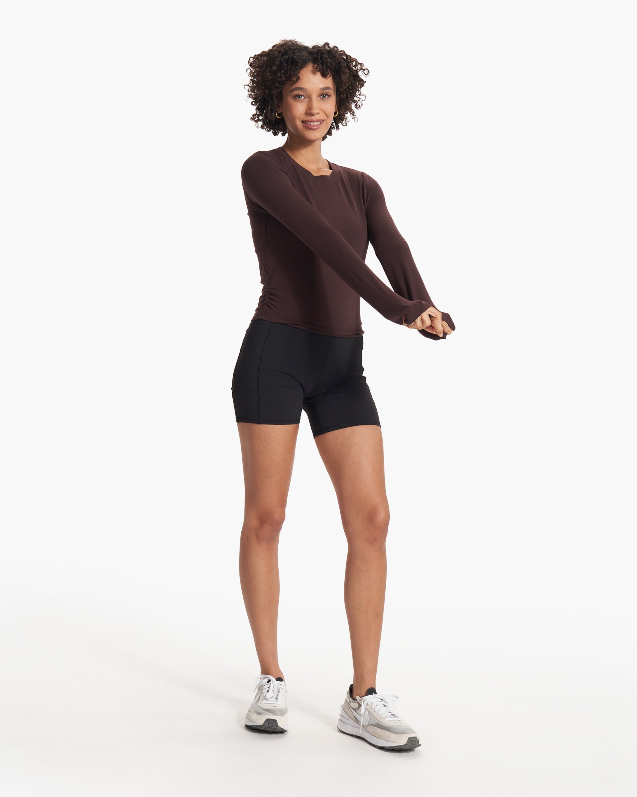 Long-Sleeve Coast Crop Crew | Mahogany