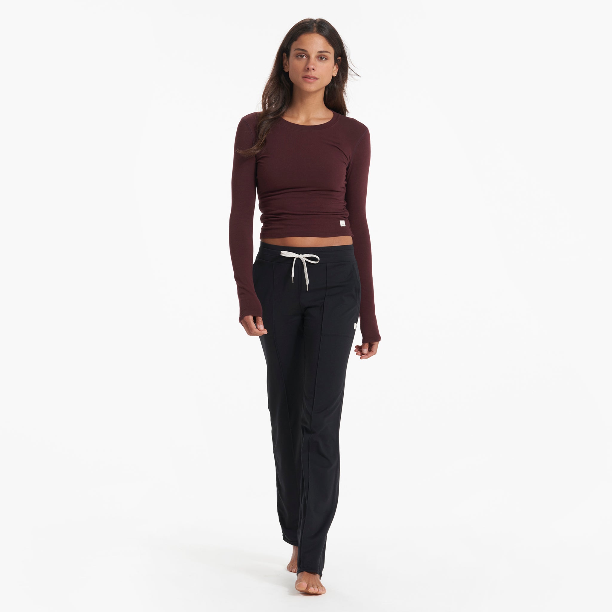 Long-Sleeve Coast Crop Crew | Ruby