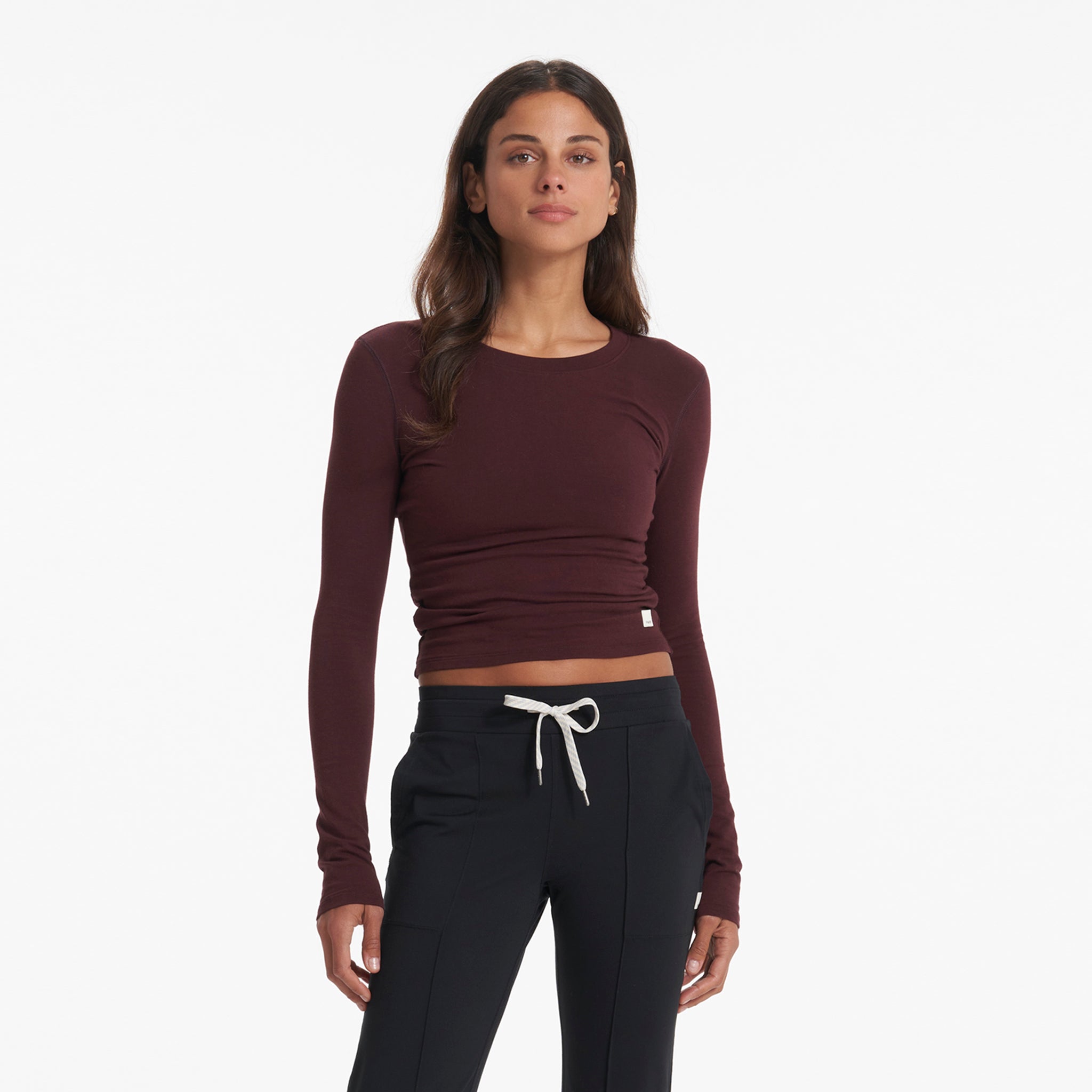Long-Sleeve Coast Crop Crew | Ruby