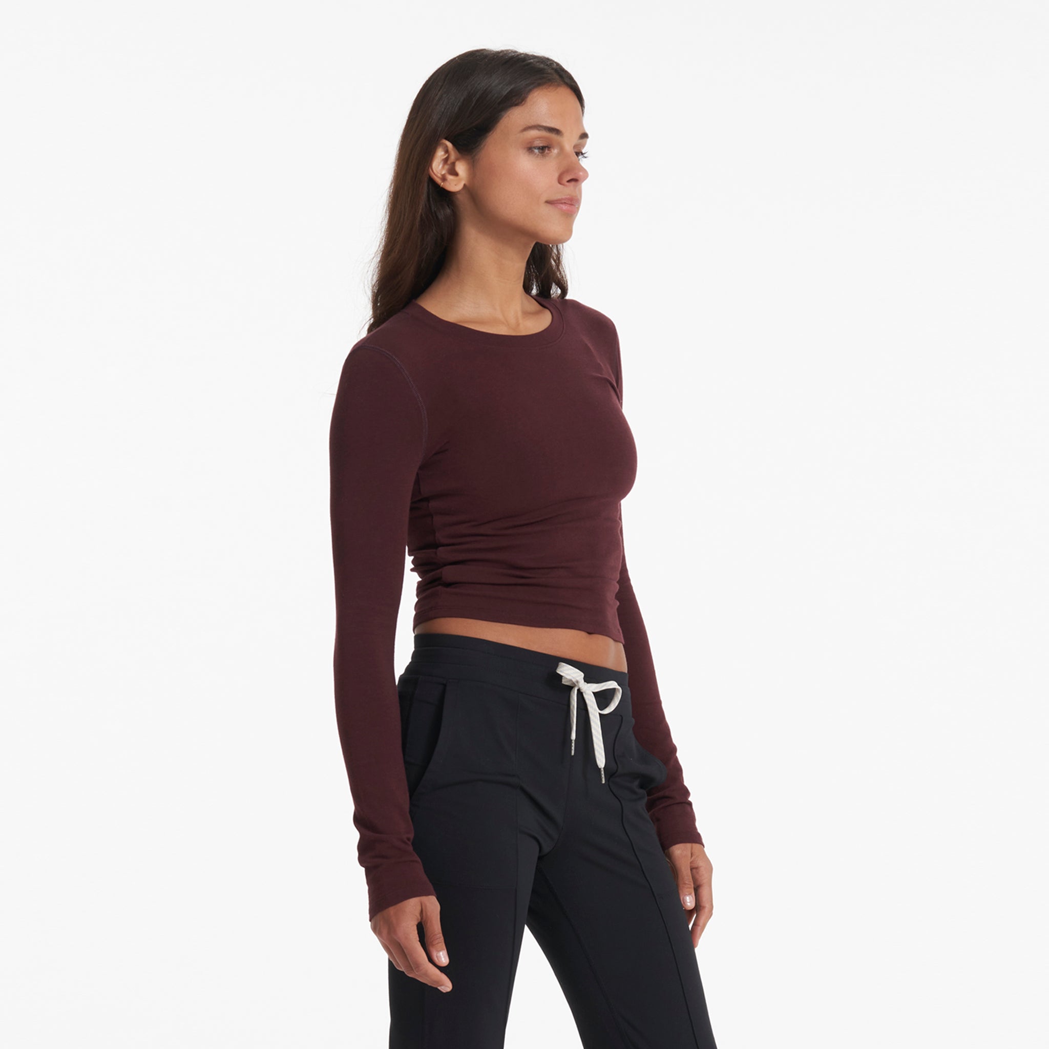Long-Sleeve Coast Crop Crew | Ruby