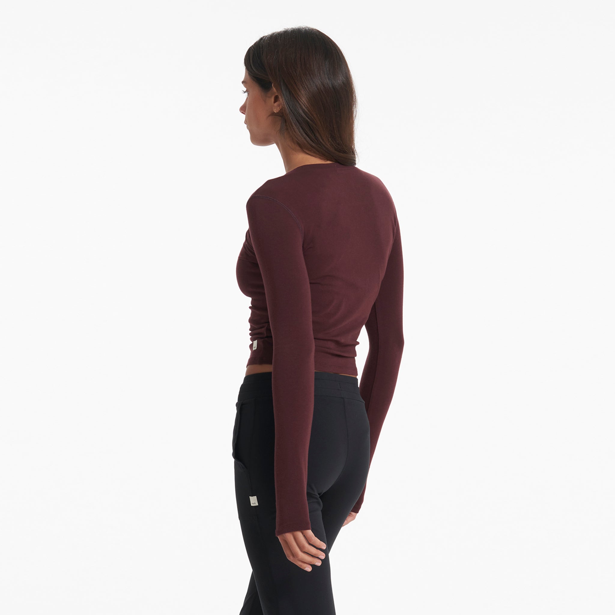 Long-Sleeve Coast Crop Crew | Ruby
