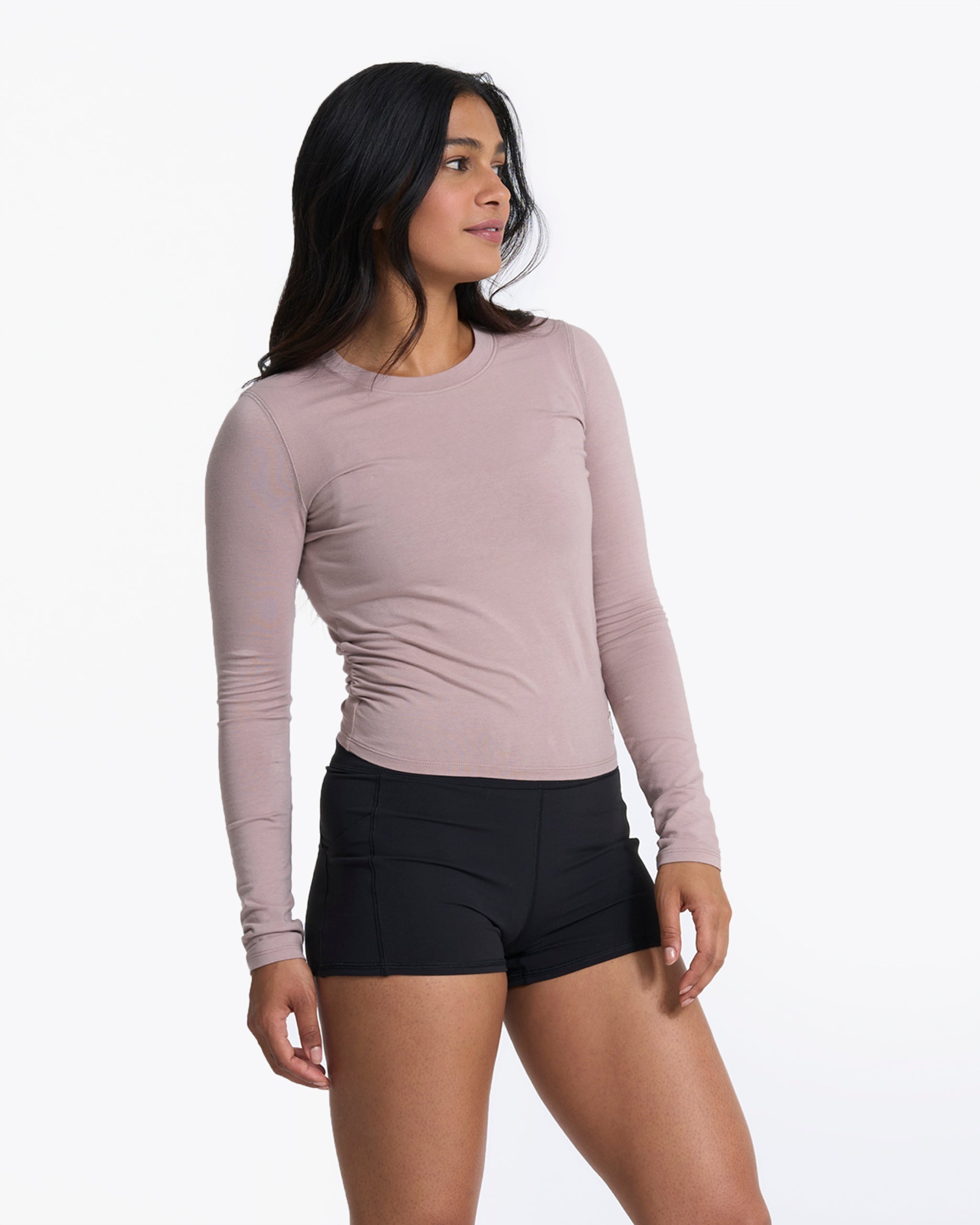 Long-Sleeve Coast Crop Crew | Umber