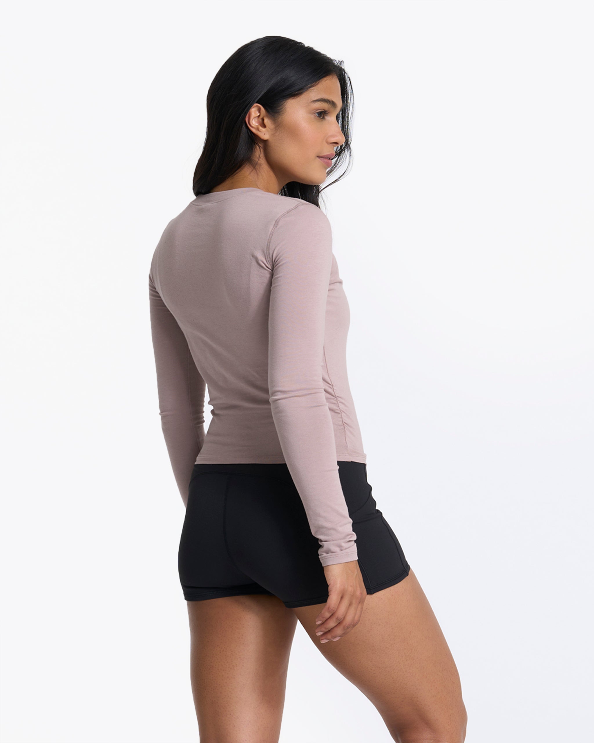 Long-Sleeve Coast Crop Crew | Umber