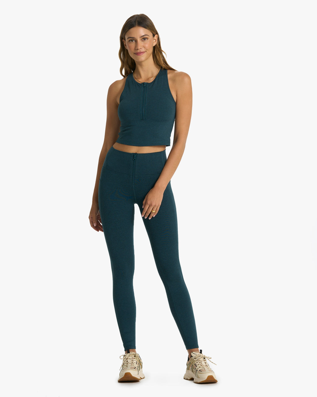 Granite Heathered Zip Tank | Beryl Heather