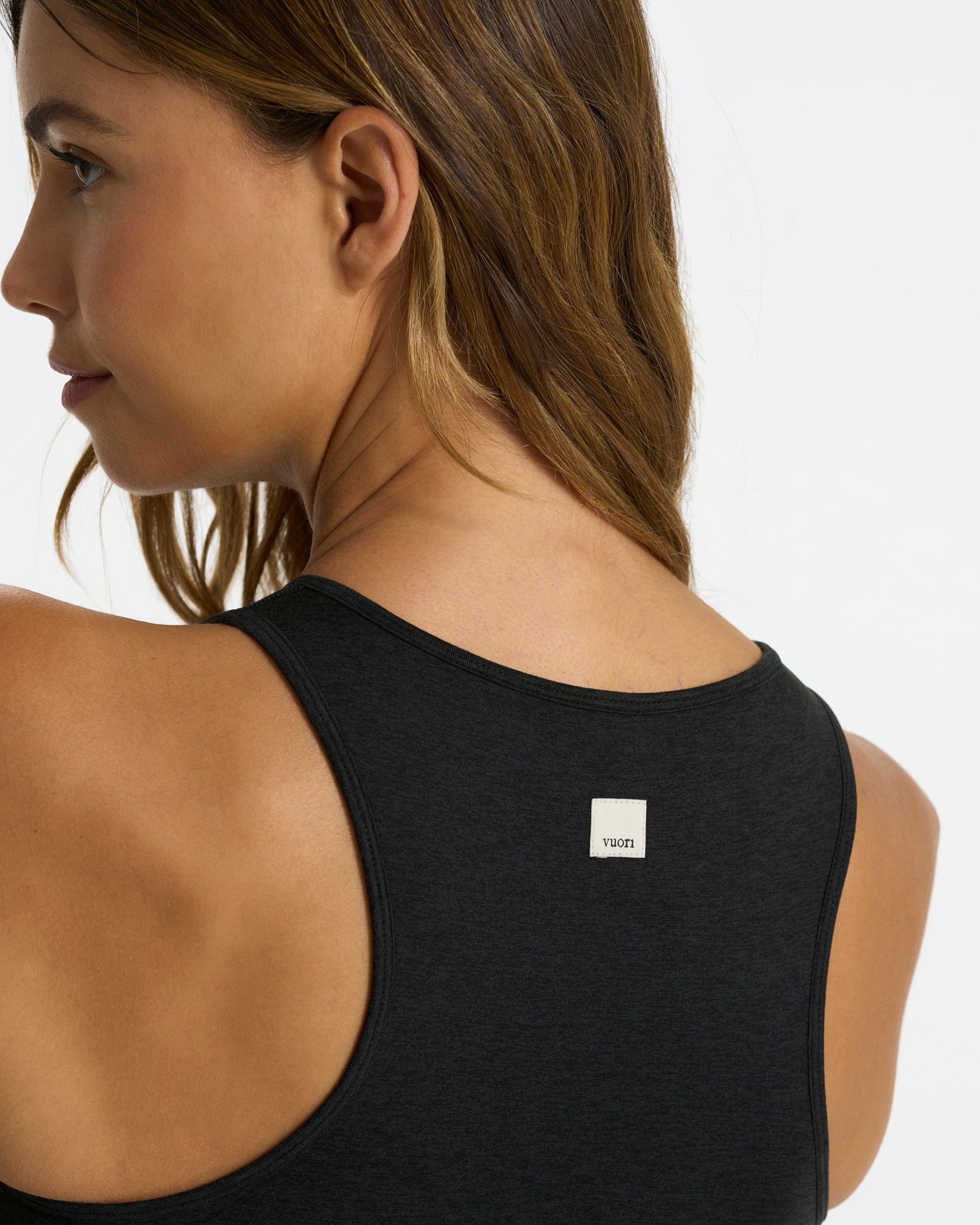 Granite Heathered Zip Tank | Black Heather