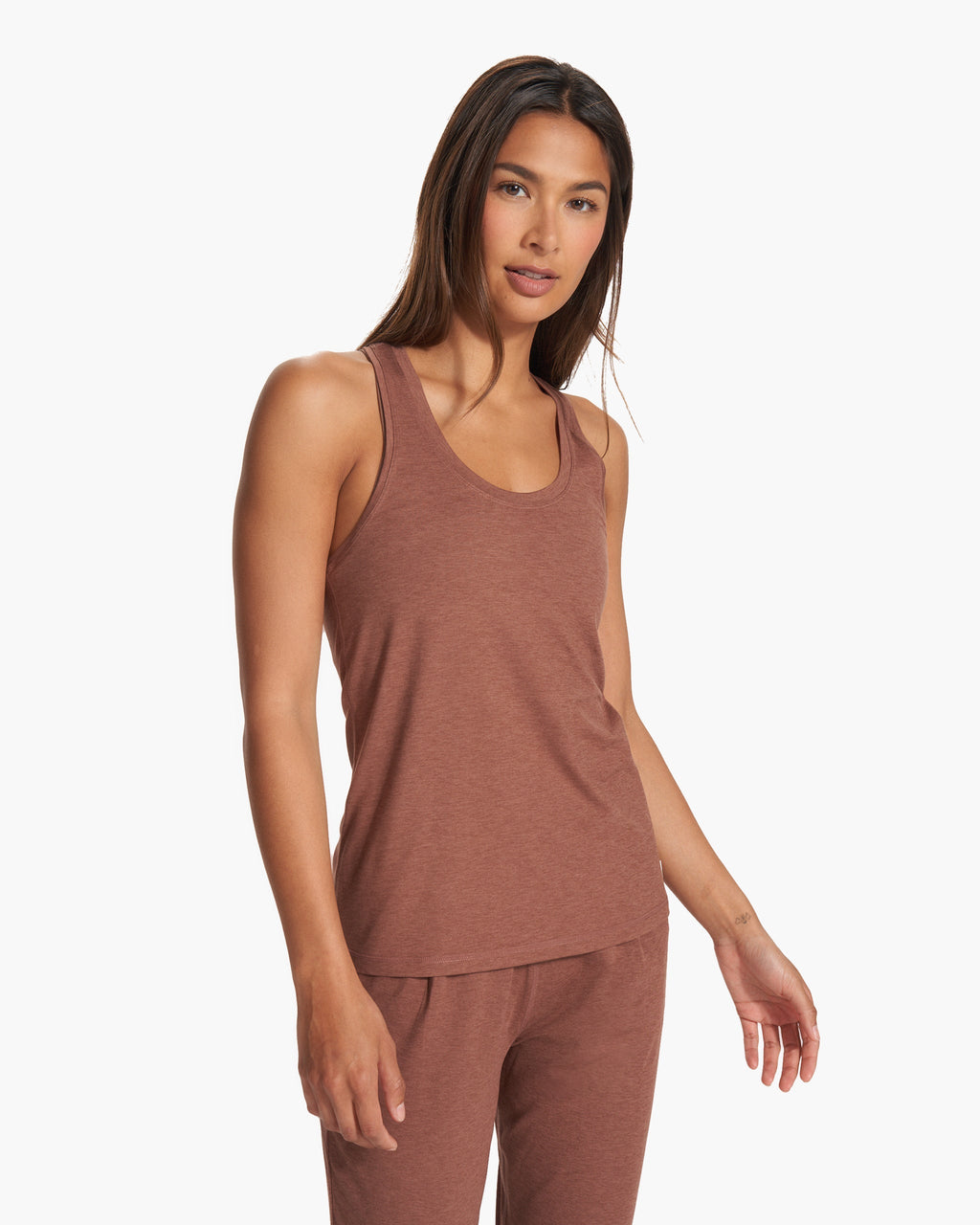 Lux Performance Tank | Hazelnut Heather
